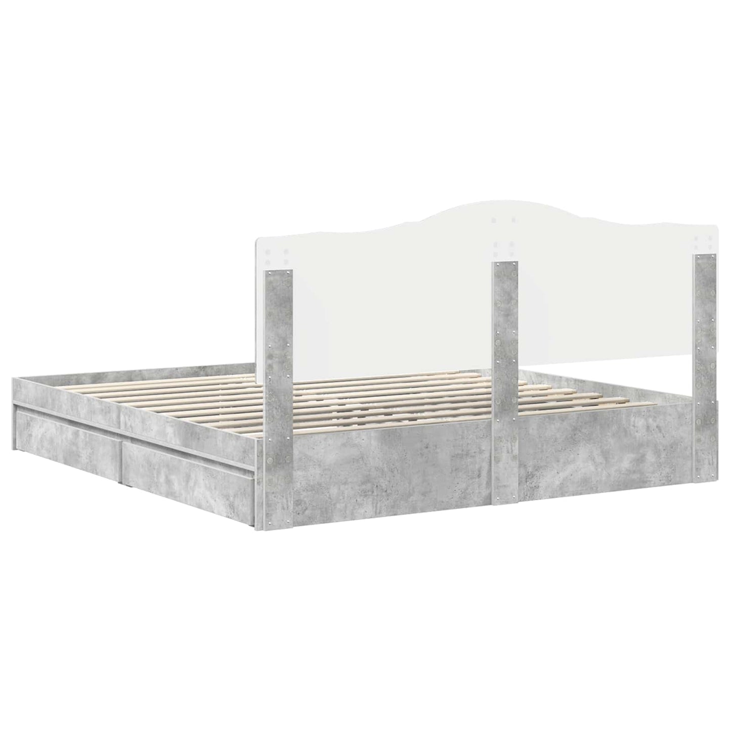 Opslag bed met hoofdeinde Beton Grijs 200 x 200 cm Bewerkt hout is nu te koop bij PeponiXL, paradijselijk wonen!