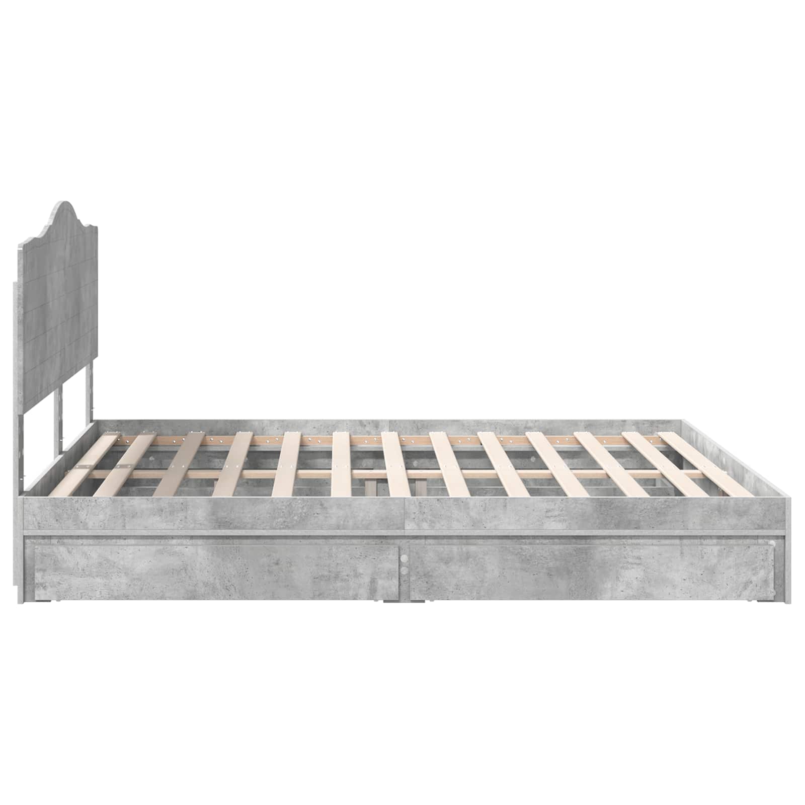 Opslag bed met hoofdeinde Beton Grijs 200 x 200 cm Bewerkt hout is nu te koop bij PeponiXL, paradijselijk wonen!