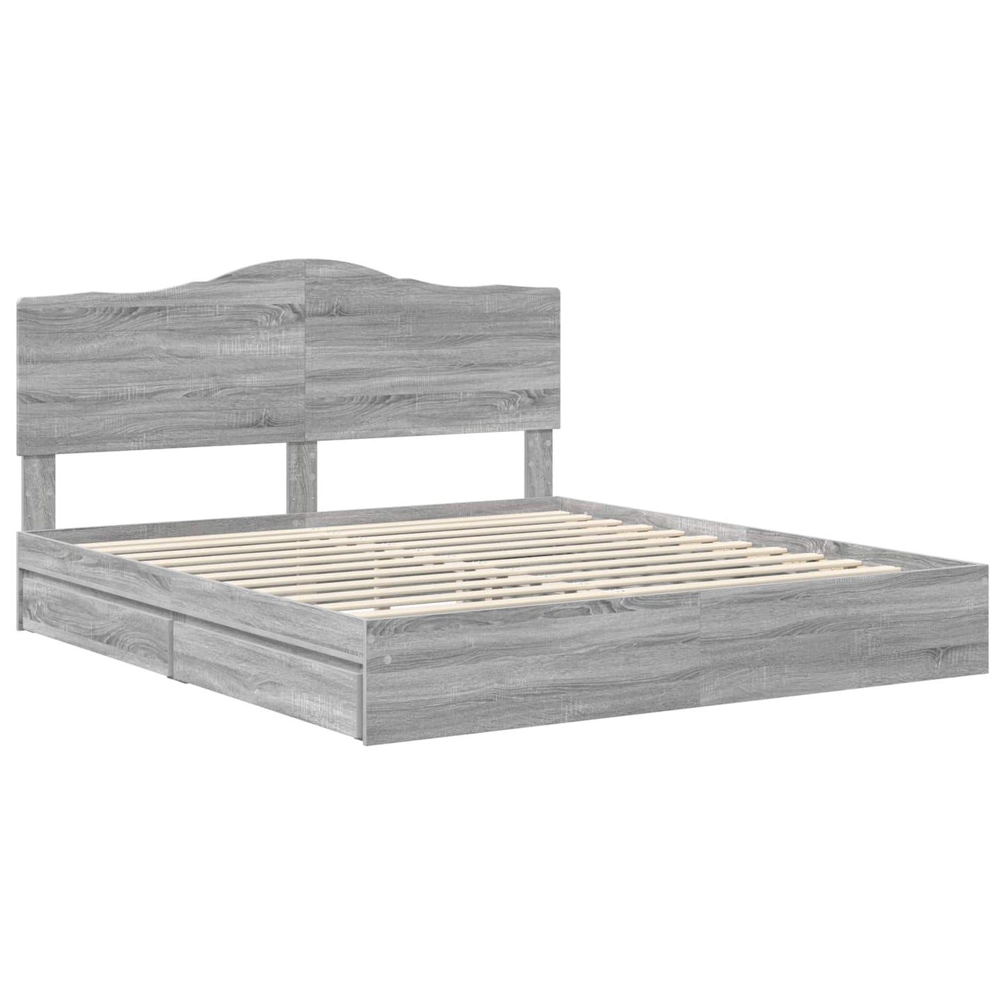 Opslag bed met lade Grijs Sonoma 200 x 200 cm Bewerkt hout is nu te koop bij PeponiXL, paradijselijk wonen!