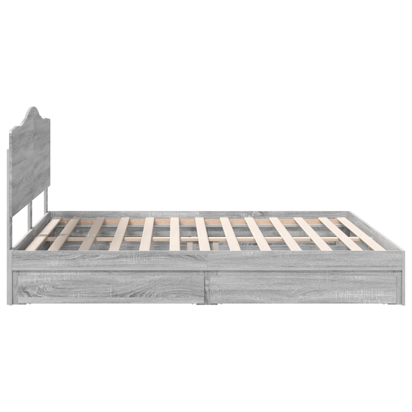 Opslag bed met lade Grijs Sonoma 200 x 200 cm Bewerkt hout is nu te koop bij PeponiXL, paradijselijk wonen!
