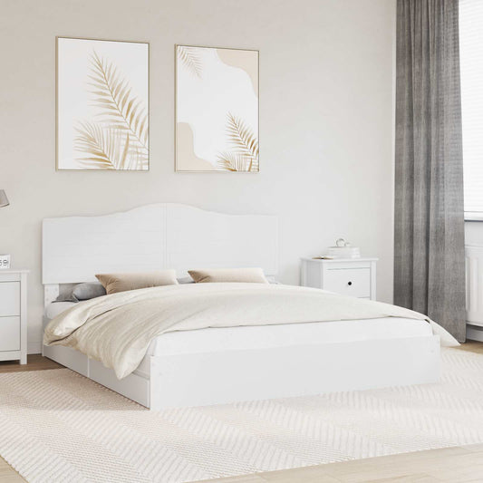 Opslag bed met hoofdeinde Wit 180 x 200 cm Bewerkt hout is nu te koop bij PeponiXL, paradijselijk wonen!