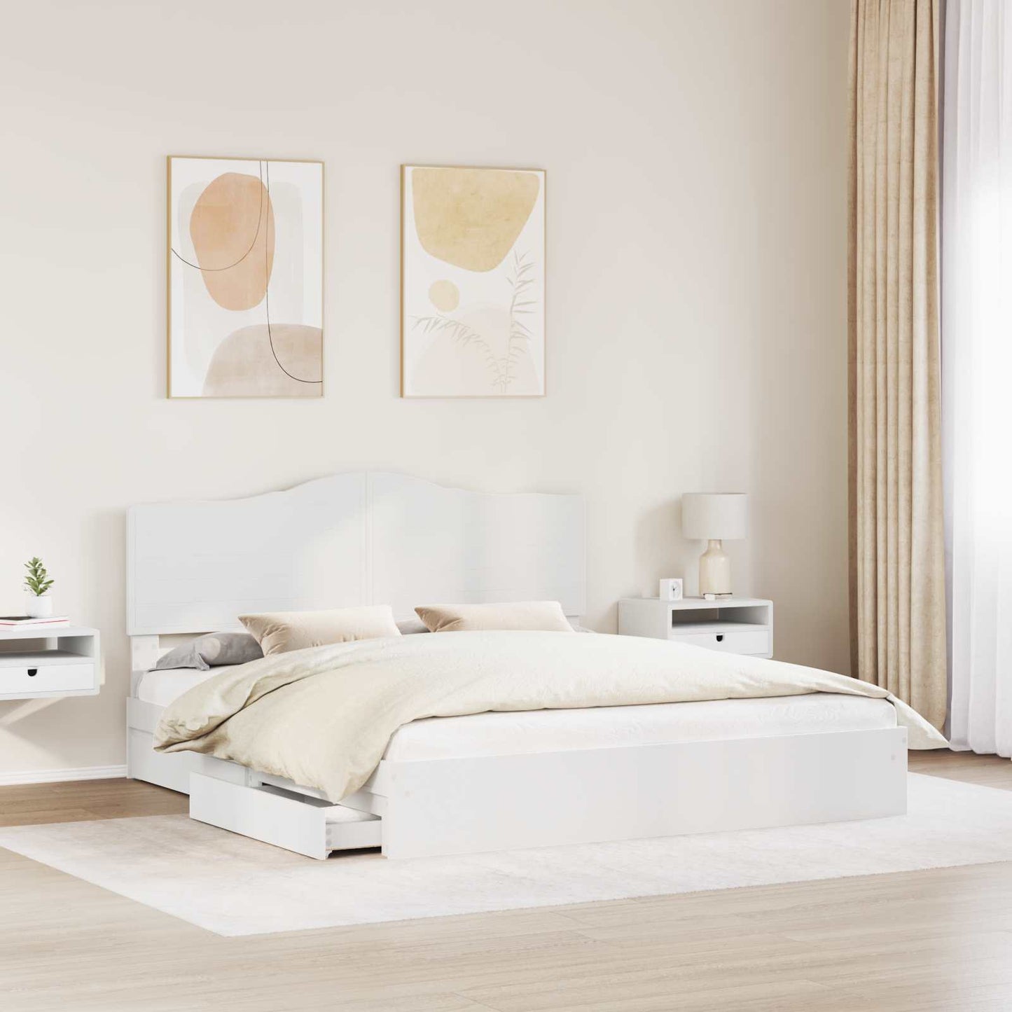 Opslag bed met hoofdeinde Wit 180 x 200 cm Bewerkt hout is nu te koop bij PeponiXL, paradijselijk wonen!