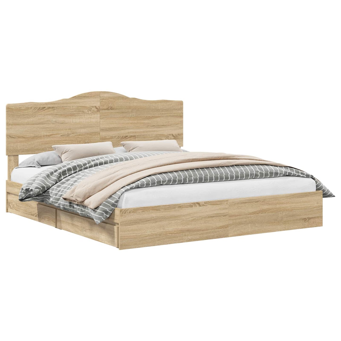 Opslag bed met lade Sonoma Eiken 180 x 200 cm Bewerkt hout is nu te koop bij PeponiXL, paradijselijk wonen!
