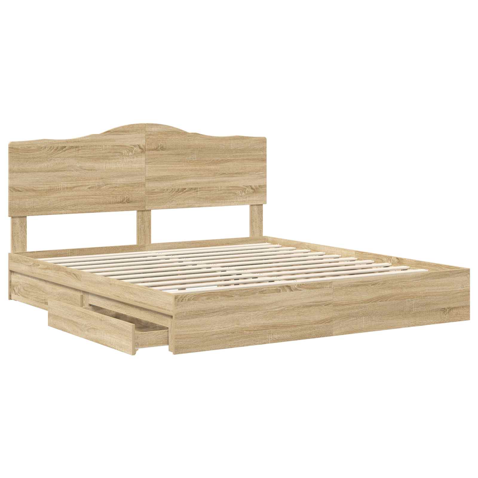 Opslag bed met lade Sonoma Eiken 180 x 200 cm Bewerkt hout is nu te koop bij PeponiXL, paradijselijk wonen!
