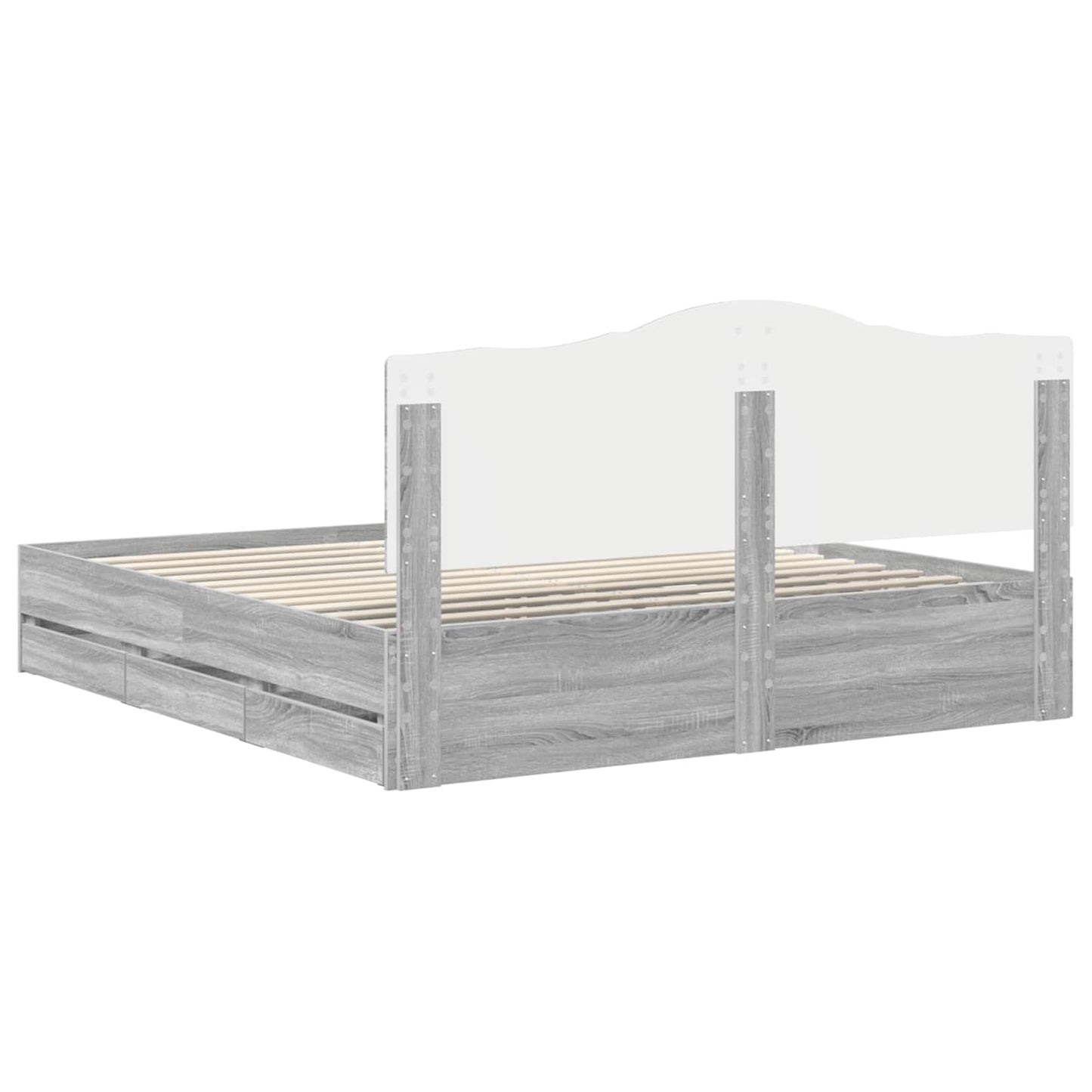 Opslag bed met lade Grijs Sonoma 180 x 200 cm Bewerkt hout is nu te koop bij PeponiXL, paradijselijk wonen!