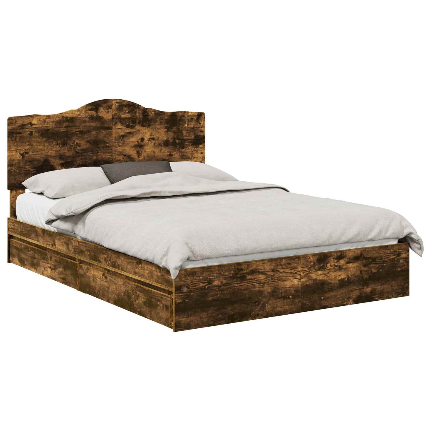 Opslag bed met lade Gerookt eiken 160 x 200 cm Bewerkt hout is nu te koop bij PeponiXL, paradijselijk wonen!