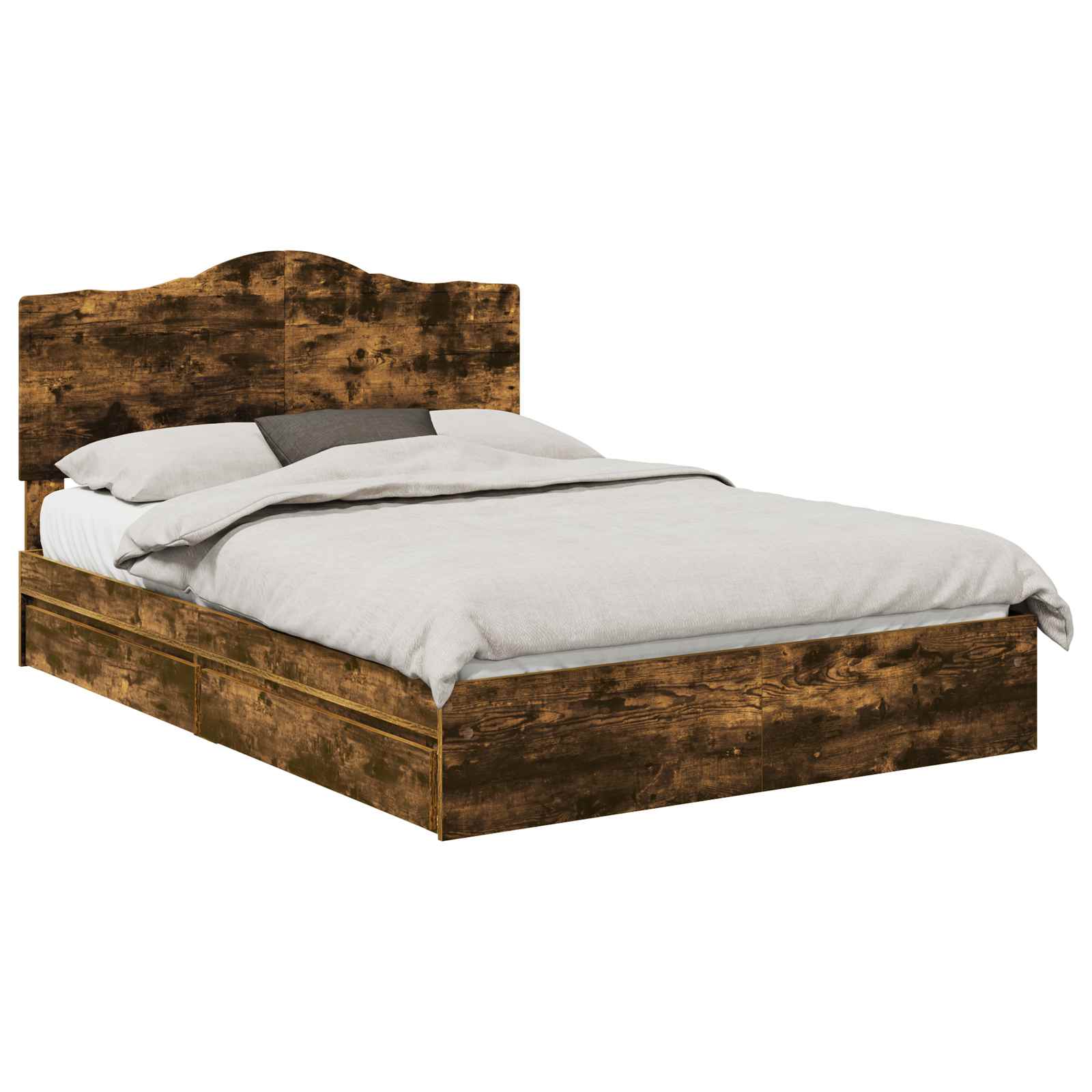 Opslag bed met lade Gerookt eiken 160 x 200 cm Bewerkt hout is nu te koop bij PeponiXL, paradijselijk wonen!