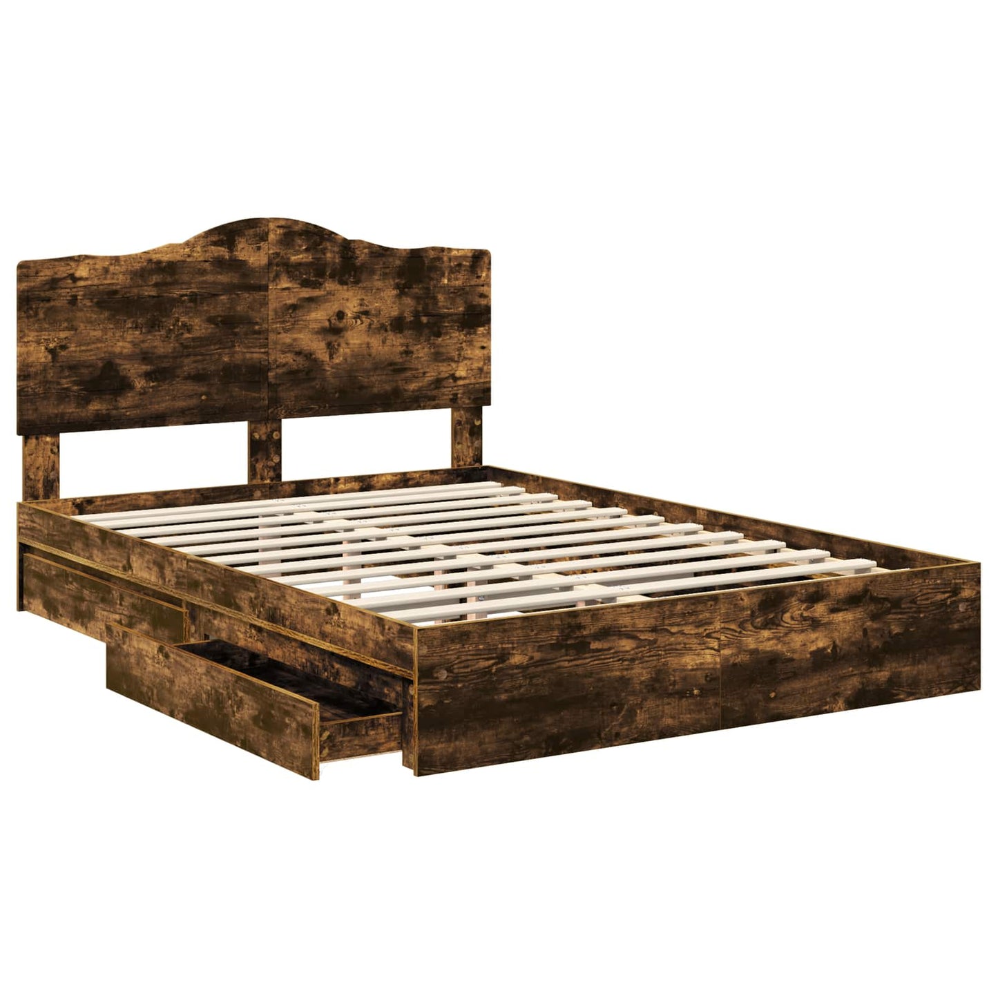 Opslag bed met lade Gerookt eiken 160 x 200 cm Bewerkt hout is nu te koop bij PeponiXL, paradijselijk wonen!