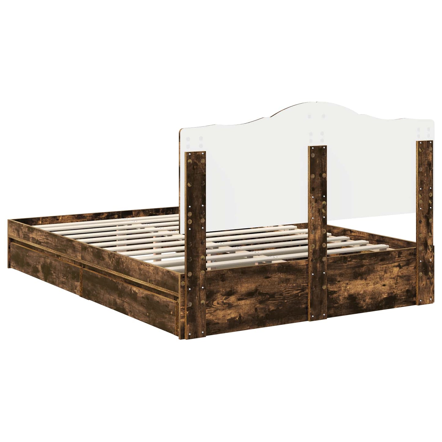 Opslag bed met lade Gerookt eiken 160 x 200 cm Bewerkt hout is nu te koop bij PeponiXL, paradijselijk wonen!