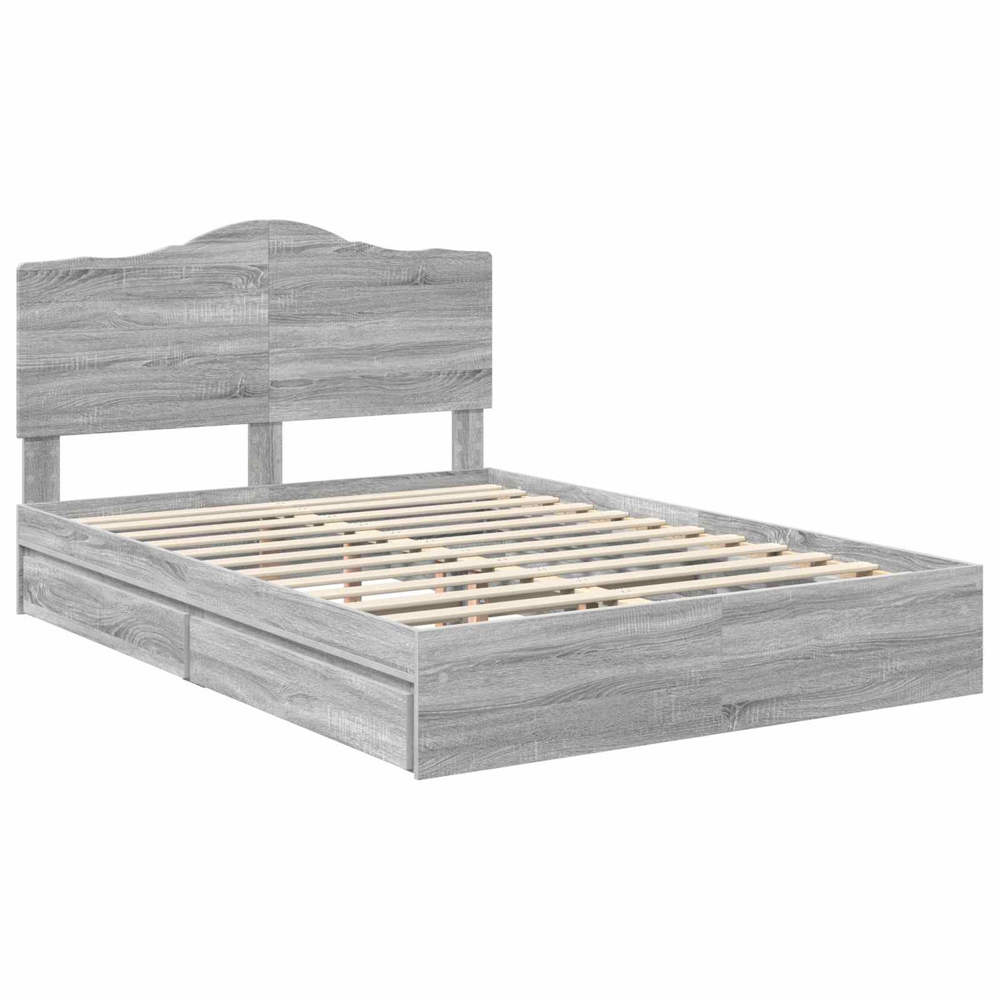 Opslag bed met lade Grijs Sonoma 160 x 200 cm Bewerkt hout is nu te koop bij PeponiXL, paradijselijk wonen!