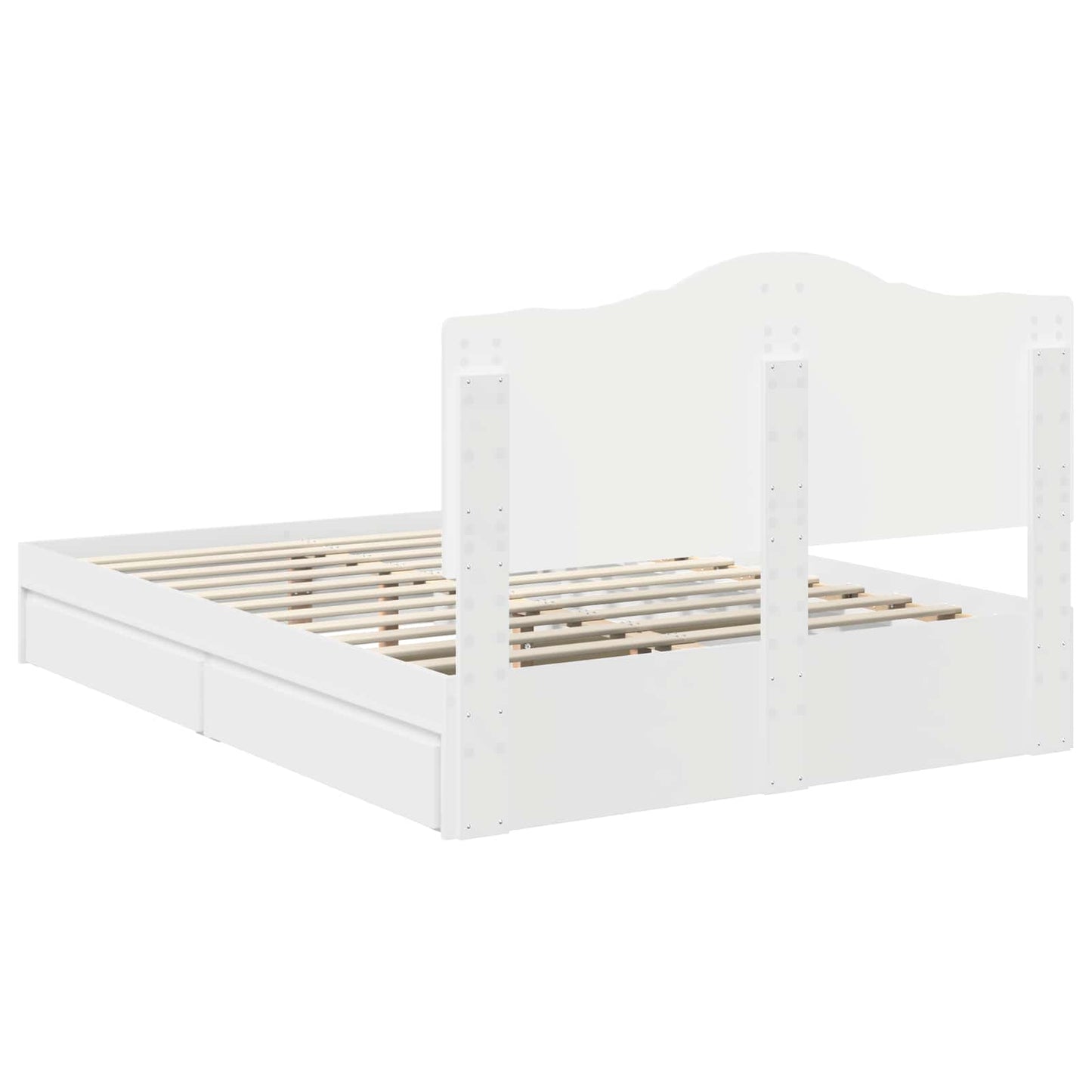 Opslag bed met hoofdeinde Wit 150 x 200 cm Bewerkt hout is nu te koop bij PeponiXL, paradijselijk wonen!