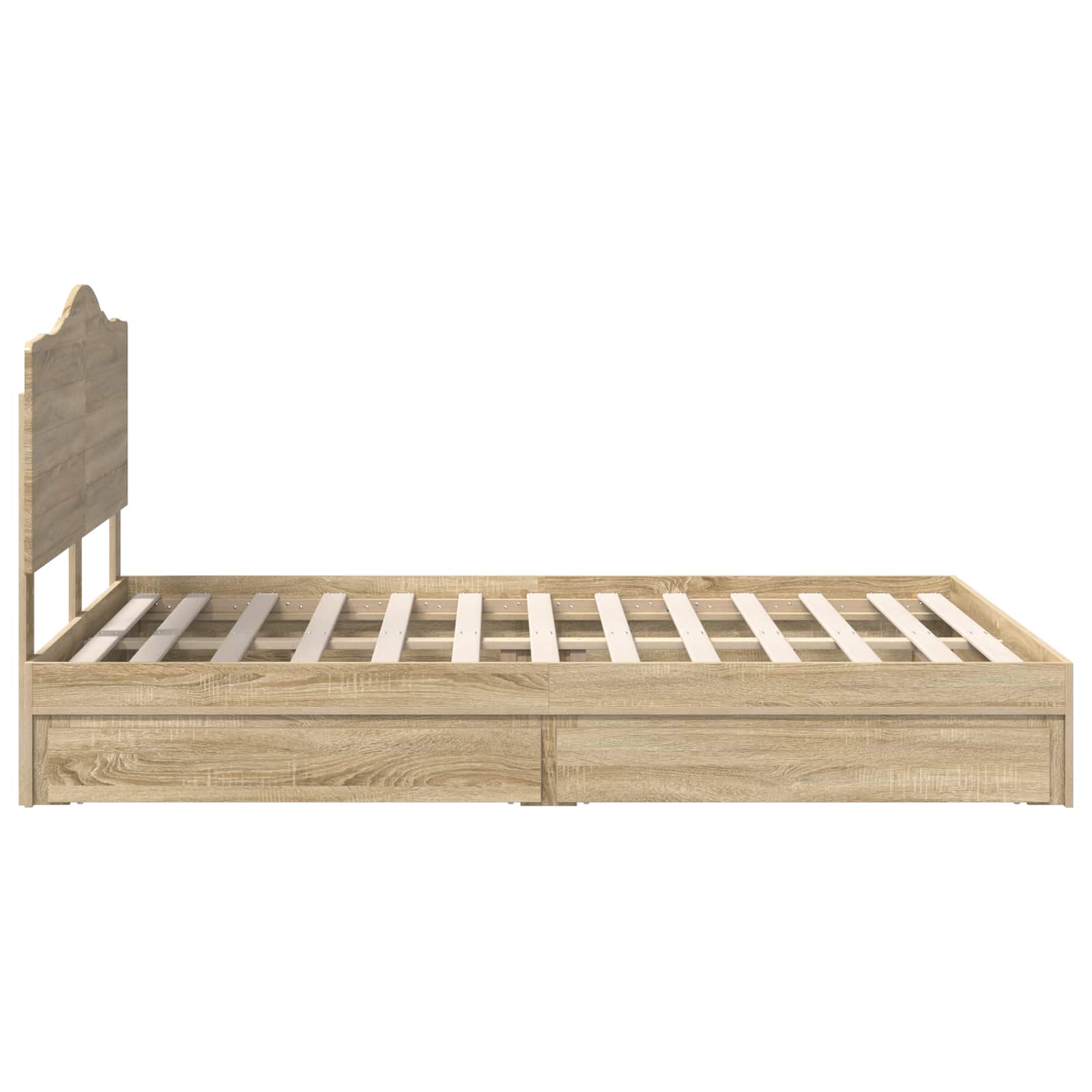 Opslag bed met lade Sonoma Eiken 150 x 200 cm Bewerkt hout is nu te koop bij PeponiXL, paradijselijk wonen!