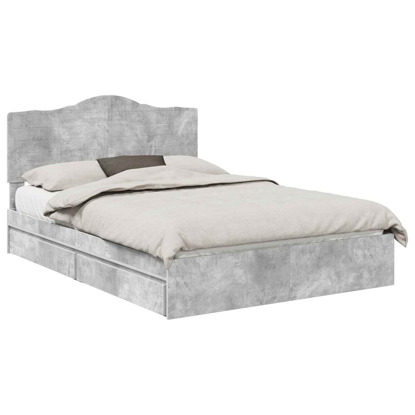 Opslag bed met hoofdeinde Beton Grijs 150 x 200 cm Bewerkt hout is nu te koop bij PeponiXL, paradijselijk wonen!