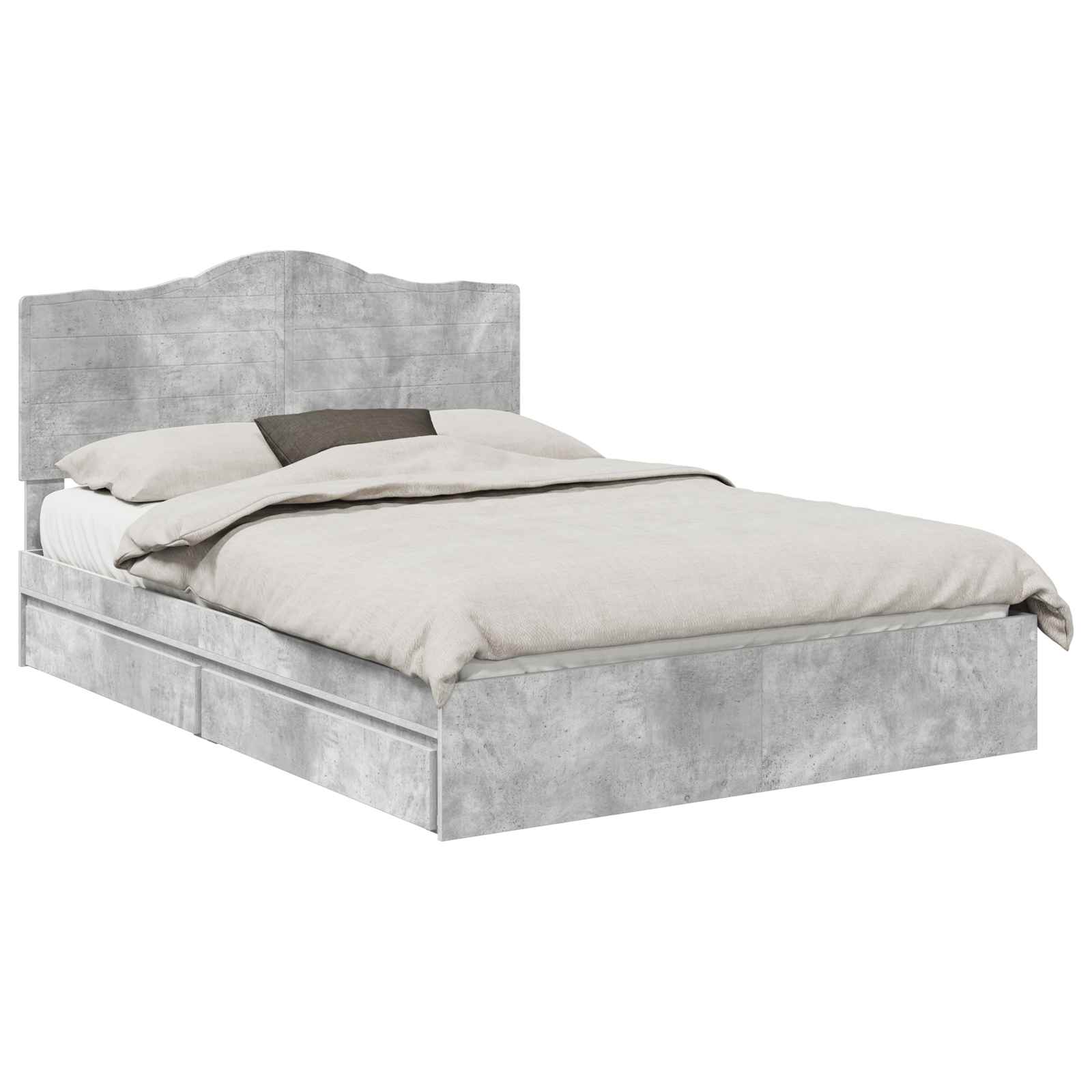 Opslag bed met hoofdeinde Beton Grijs 150 x 200 cm Bewerkt hout is nu te koop bij PeponiXL, paradijselijk wonen!