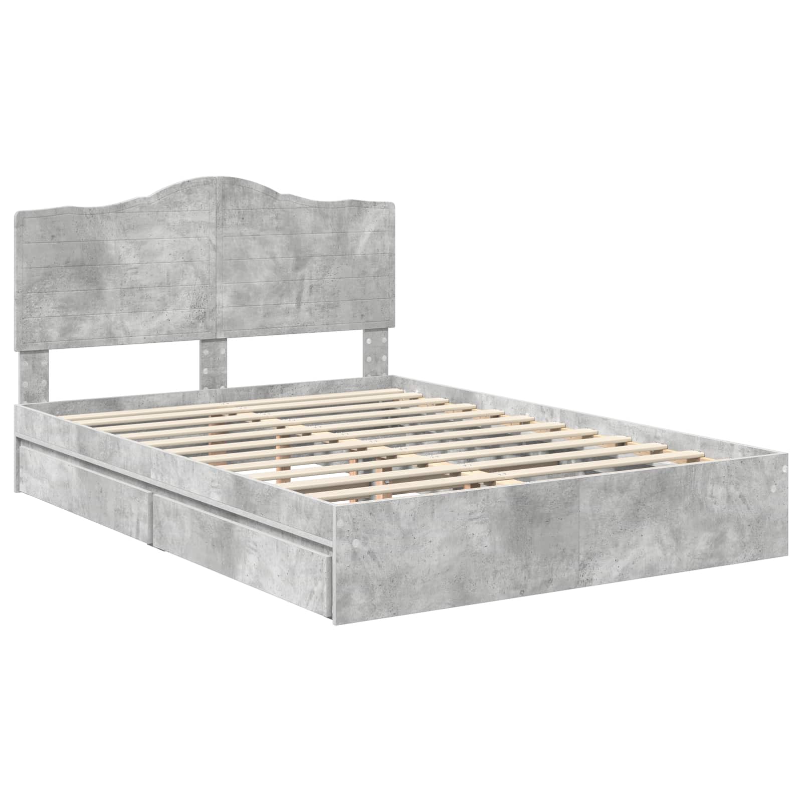 Opslag bed met hoofdeinde Beton Grijs 150 x 200 cm Bewerkt hout is nu te koop bij PeponiXL, paradijselijk wonen!