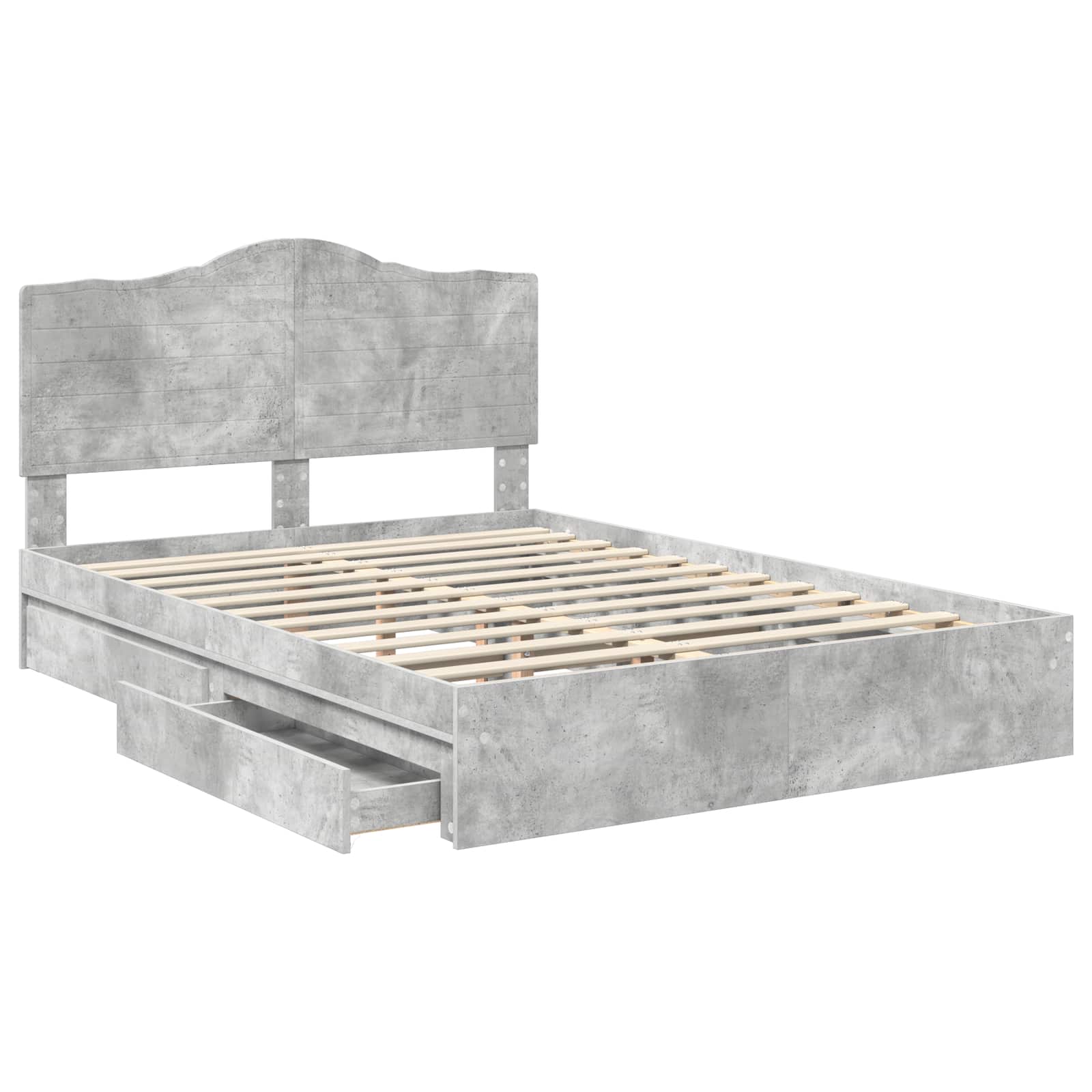 Opslag bed met hoofdeinde Beton Grijs 150 x 200 cm Bewerkt hout is nu te koop bij PeponiXL, paradijselijk wonen!