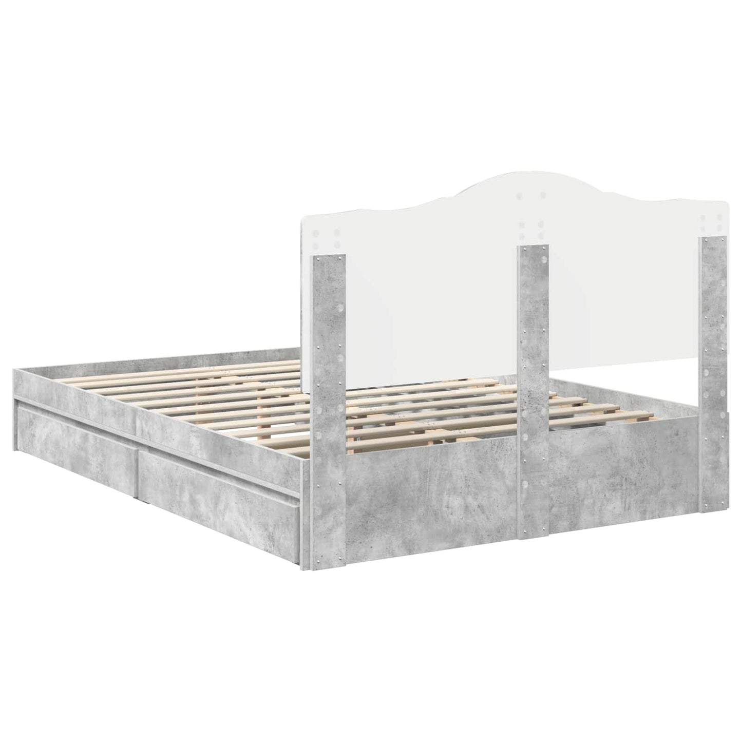 Opslag bed met hoofdeinde Beton Grijs 150 x 200 cm Bewerkt hout is nu te koop bij PeponiXL, paradijselijk wonen!