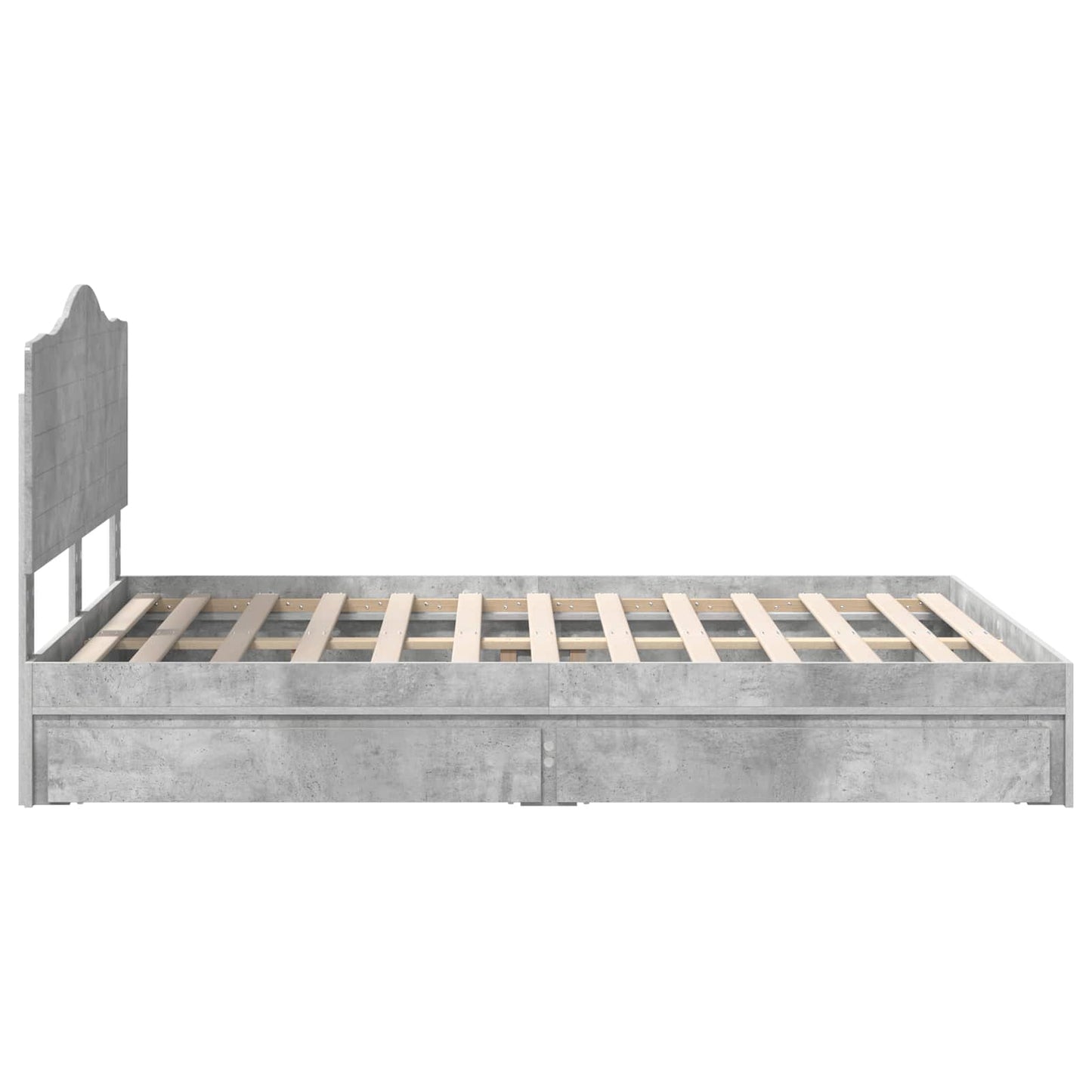 Opslag bed met hoofdeinde Beton Grijs 150 x 200 cm Bewerkt hout is nu te koop bij PeponiXL, paradijselijk wonen!