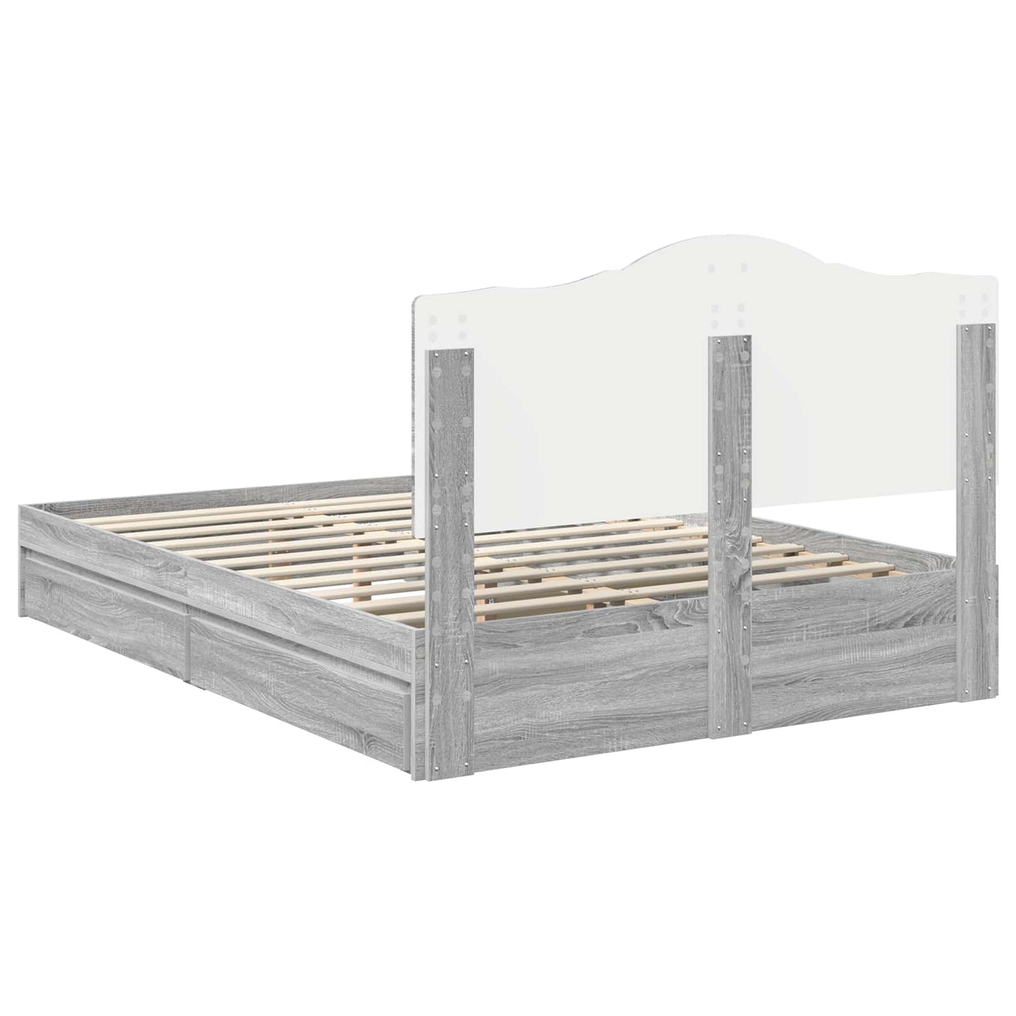 Opslag bed met lade Grijs Sonoma 150 x 200 cm Bewerkt hout is nu te koop bij PeponiXL, paradijselijk wonen!