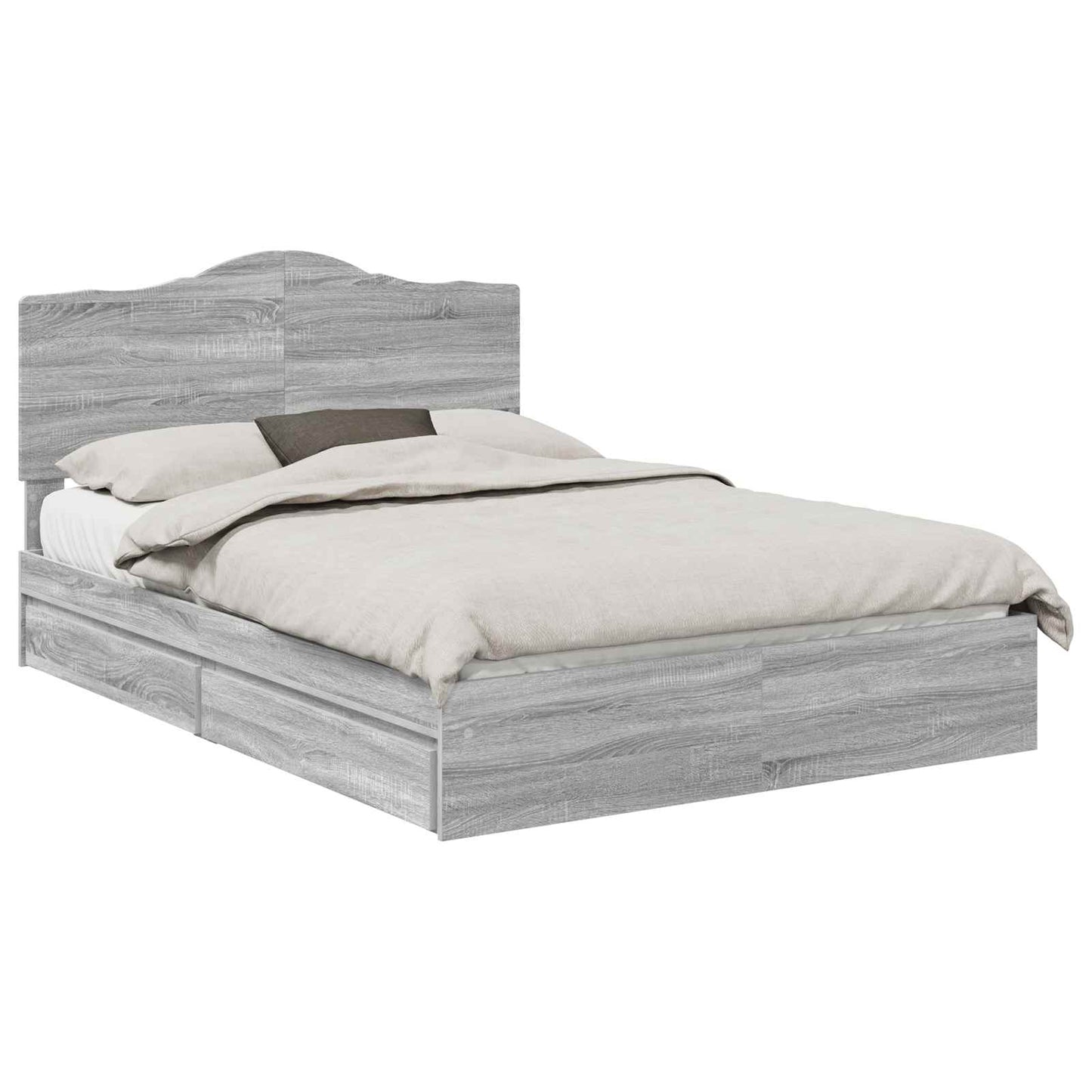 Opslag bed met lade Grijs Sonoma 140 x 200 cm Bewerkt hout is nu te koop bij PeponiXL, paradijselijk wonen!