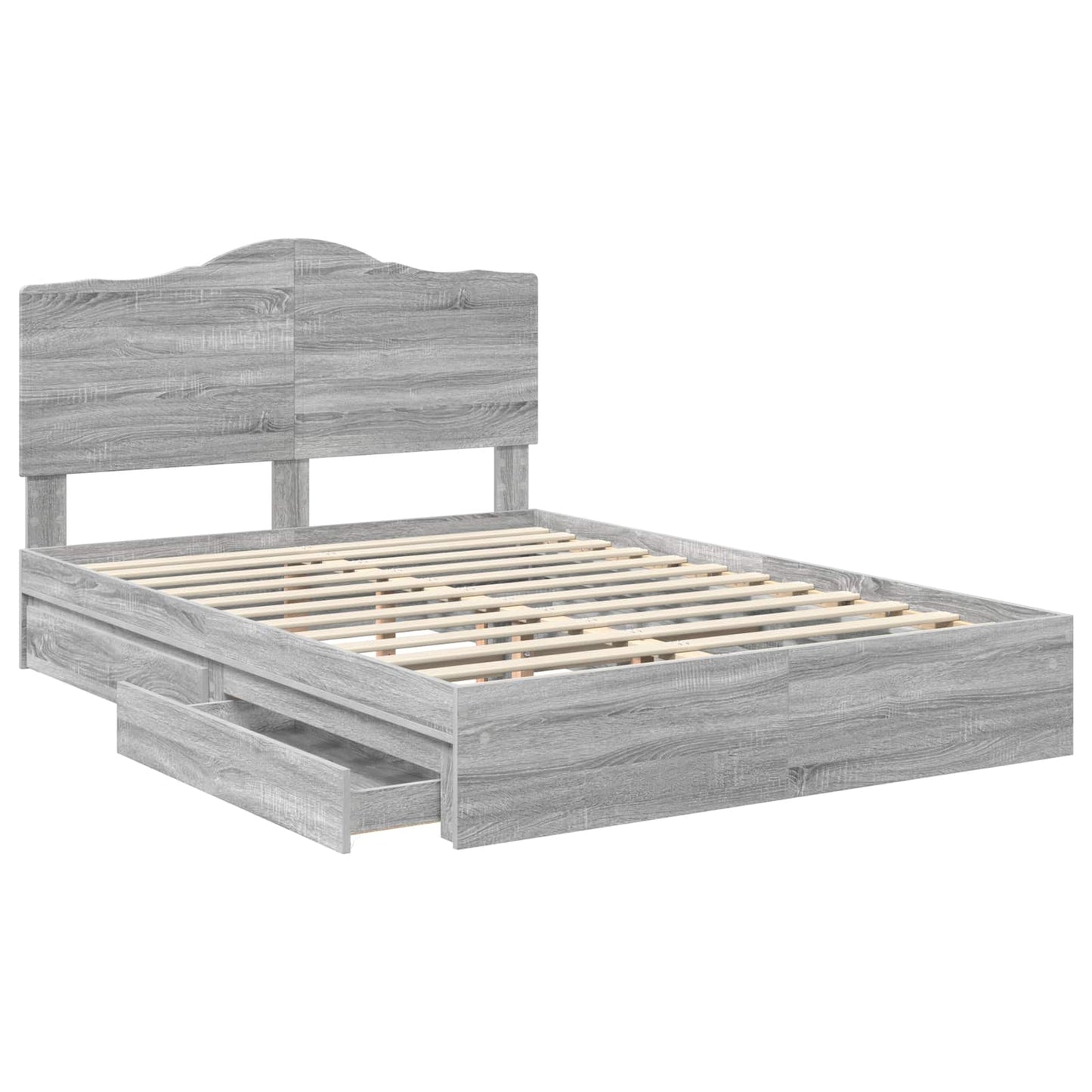 Opslag bed met lade Grijs Sonoma 140 x 200 cm Bewerkt hout is nu te koop bij PeponiXL, paradijselijk wonen!