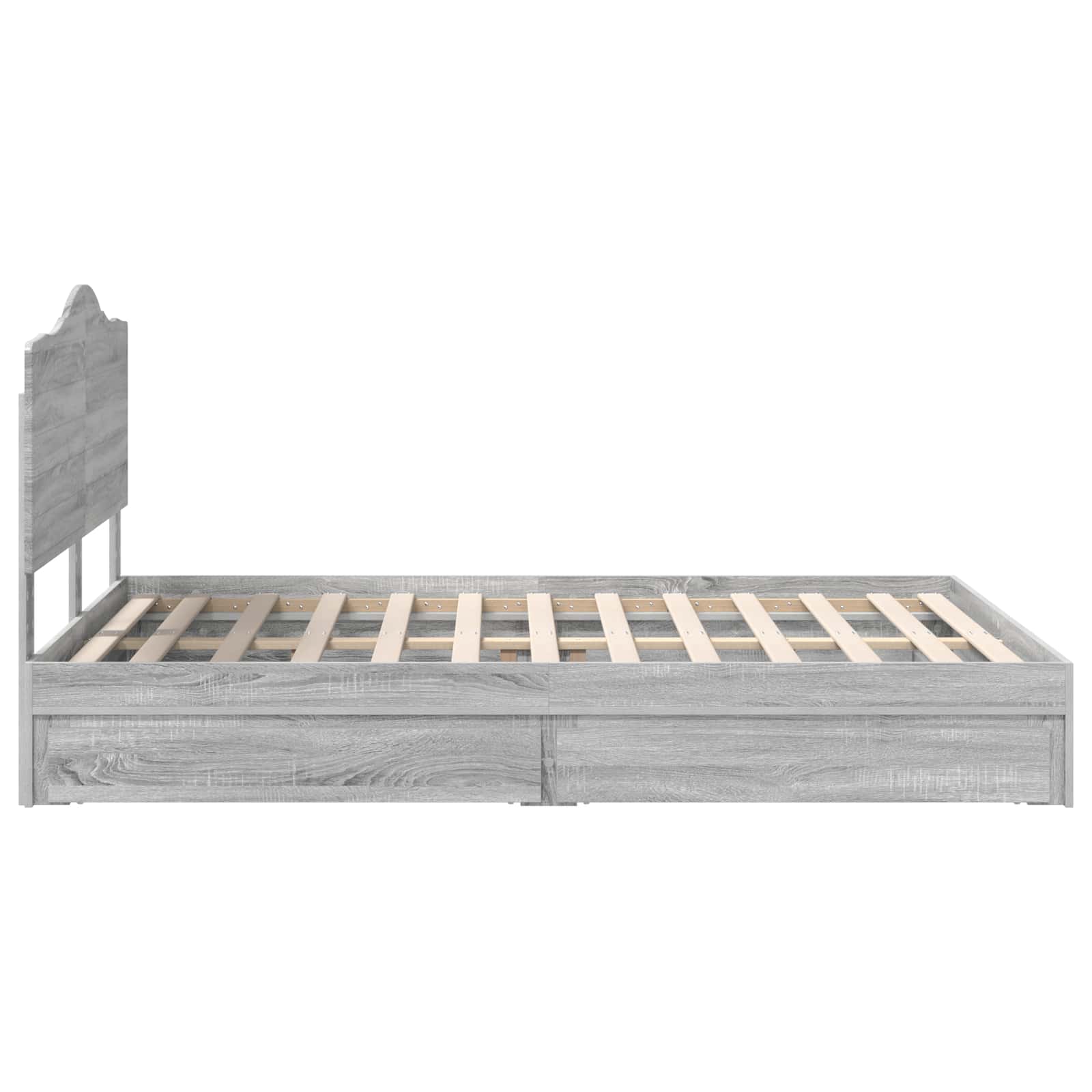 Opslag bed met lade Grijs Sonoma 140 x 200 cm Bewerkt hout is nu te koop bij PeponiXL, paradijselijk wonen!