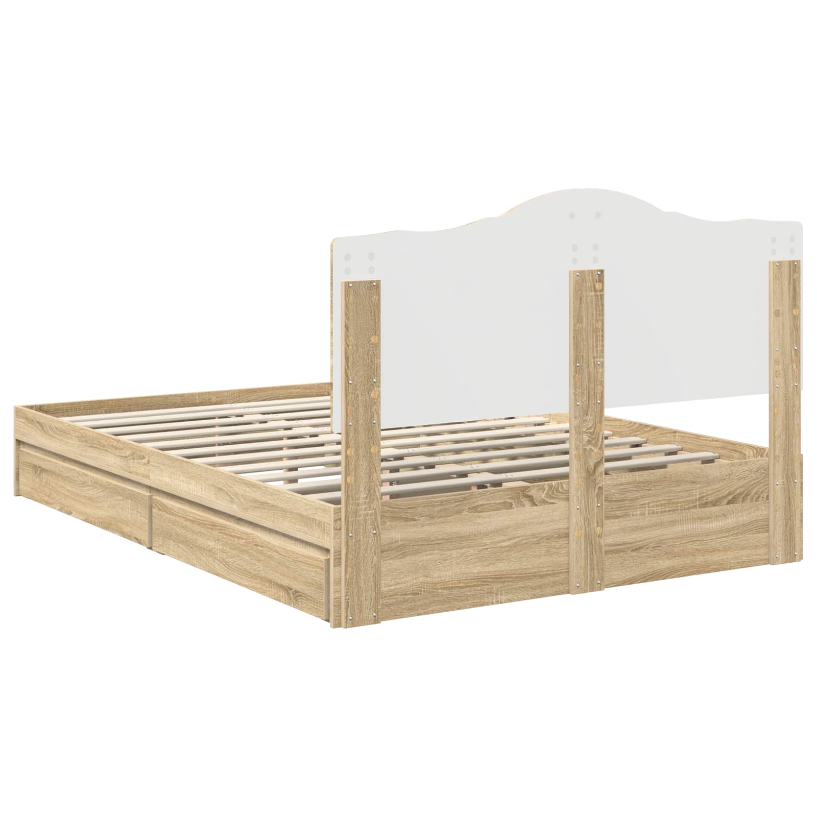 Opslag bed met lade Sonoma Eiken 140 x 190 cm Bewerkt hout is nu te koop bij PeponiXL, paradijselijk wonen!