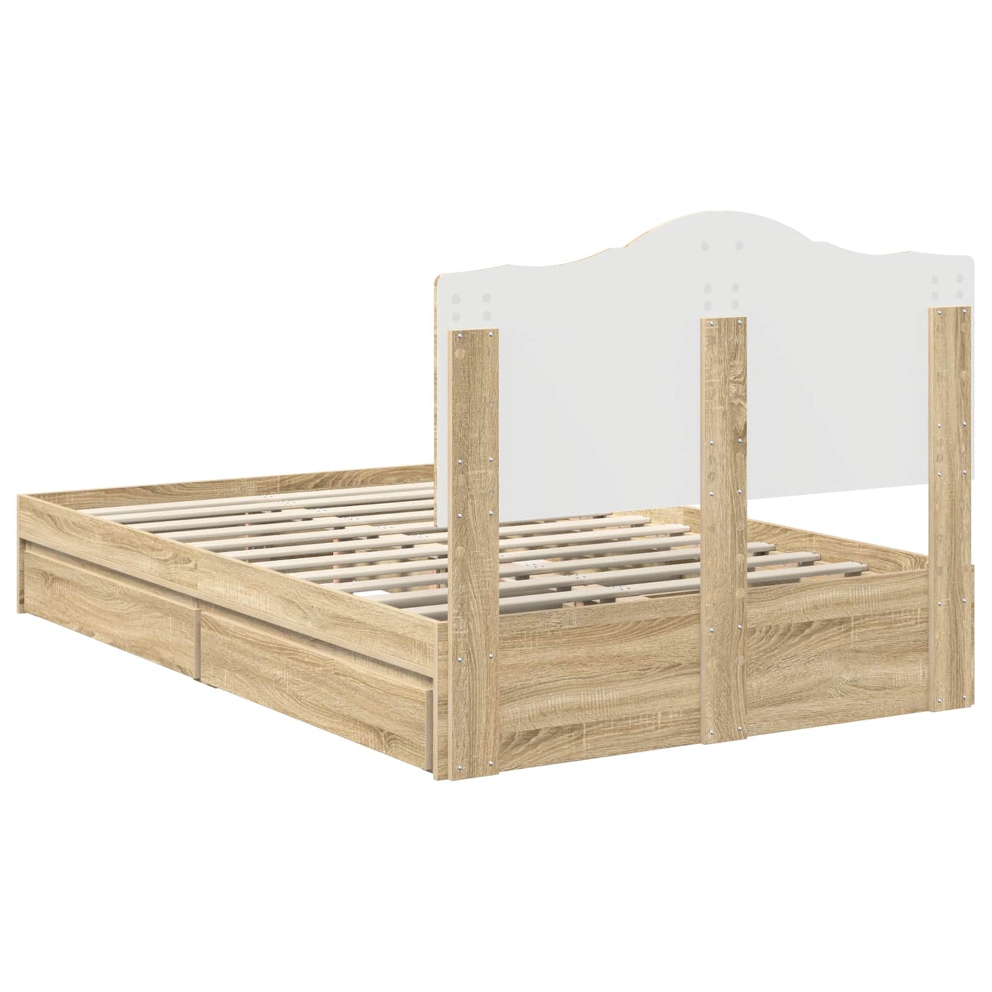 Opslag bed met lade Sonoma Eiken 135 x 190 cm Bewerkt hout is nu te koop bij PeponiXL, paradijselijk wonen!