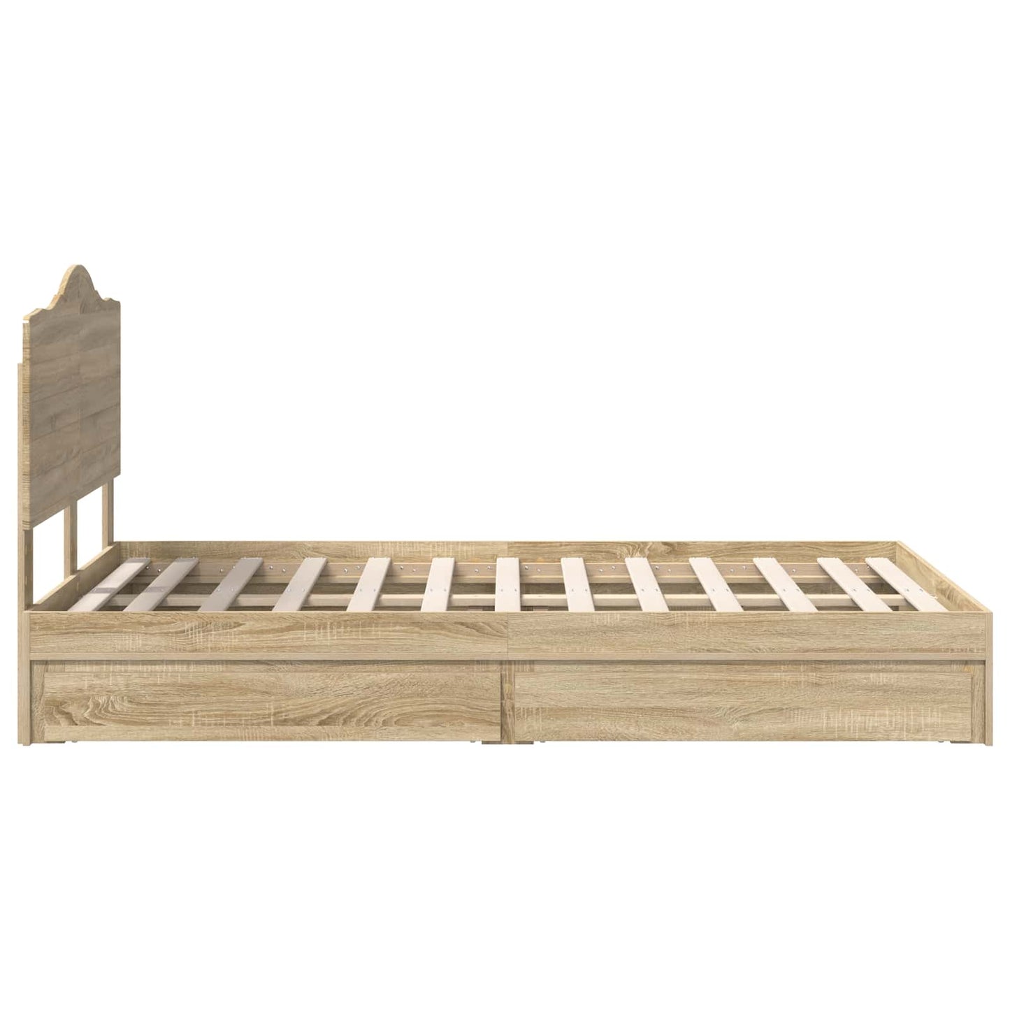 Opslag bed met lade Sonoma Eiken 135 x 190 cm Bewerkt hout is nu te koop bij PeponiXL, paradijselijk wonen!