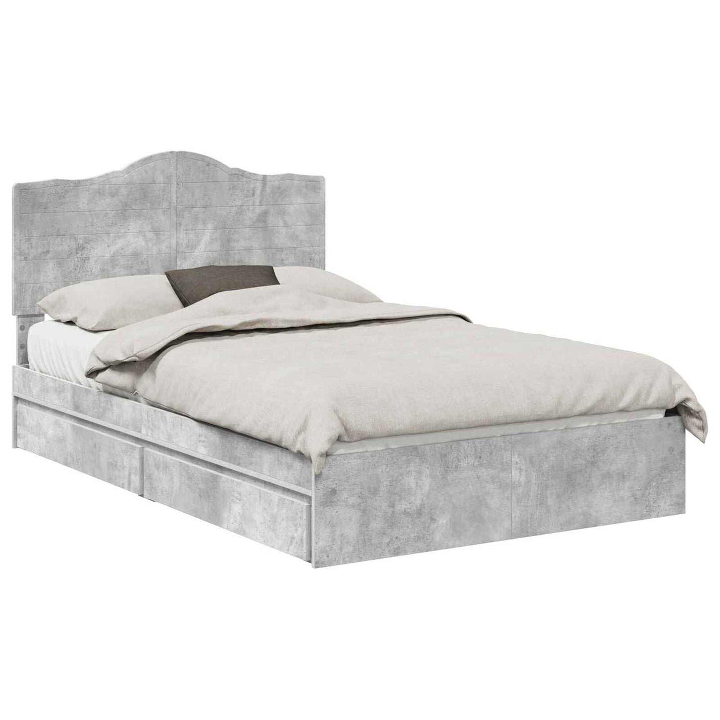 Opslag bed met hoofdeinde Beton Grijs 135 x 190 cm Bewerkt hout is nu te koop bij PeponiXL, paradijselijk wonen!