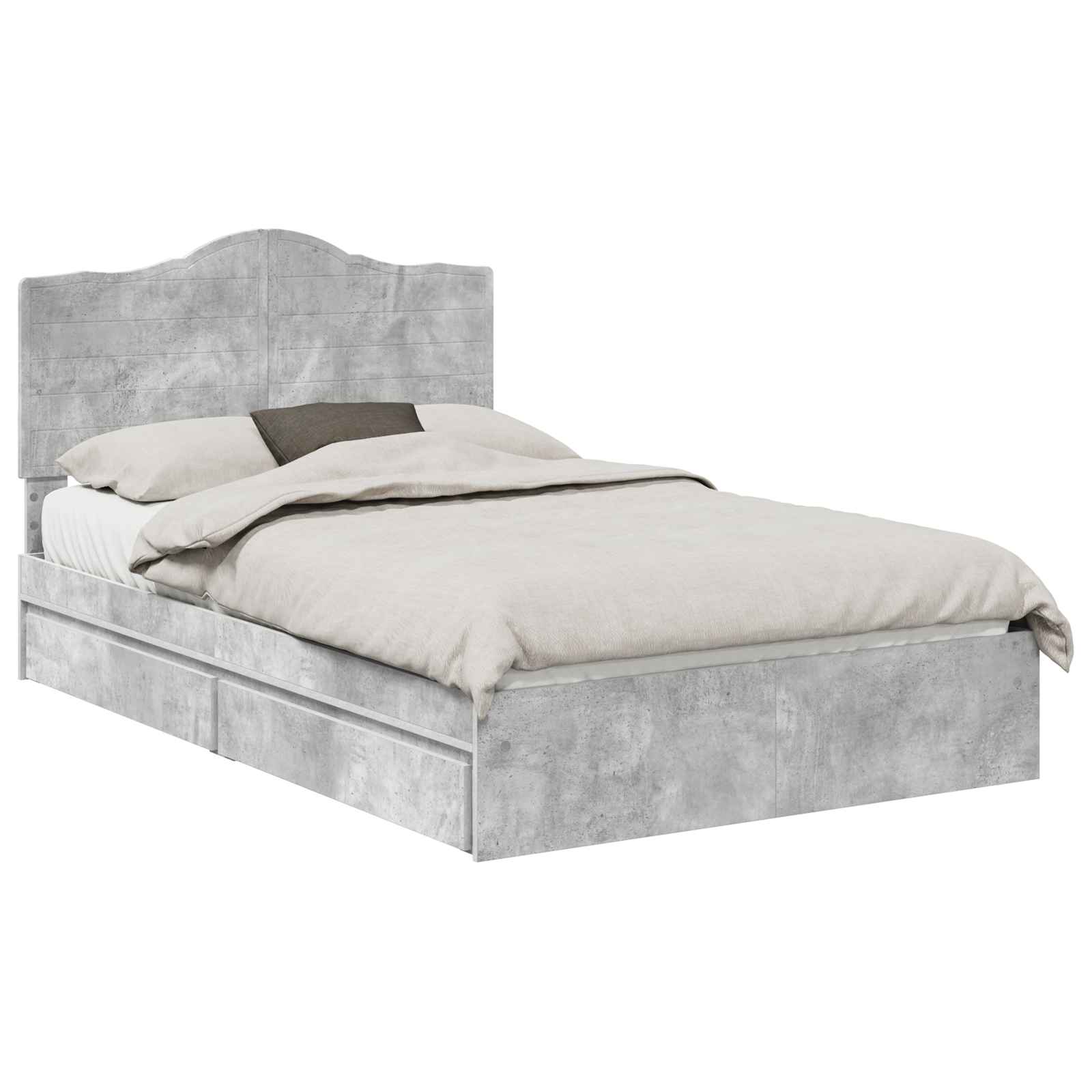 Opslag bed met hoofdeinde Beton Grijs 135 x 190 cm Bewerkt hout is nu te koop bij PeponiXL, paradijselijk wonen!