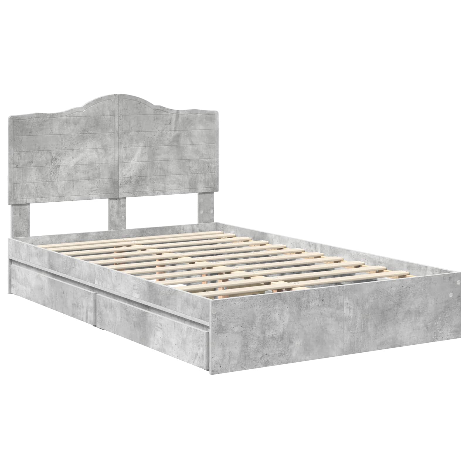 Opslag bed met hoofdeinde Beton Grijs 135 x 190 cm Bewerkt hout is nu te koop bij PeponiXL, paradijselijk wonen!