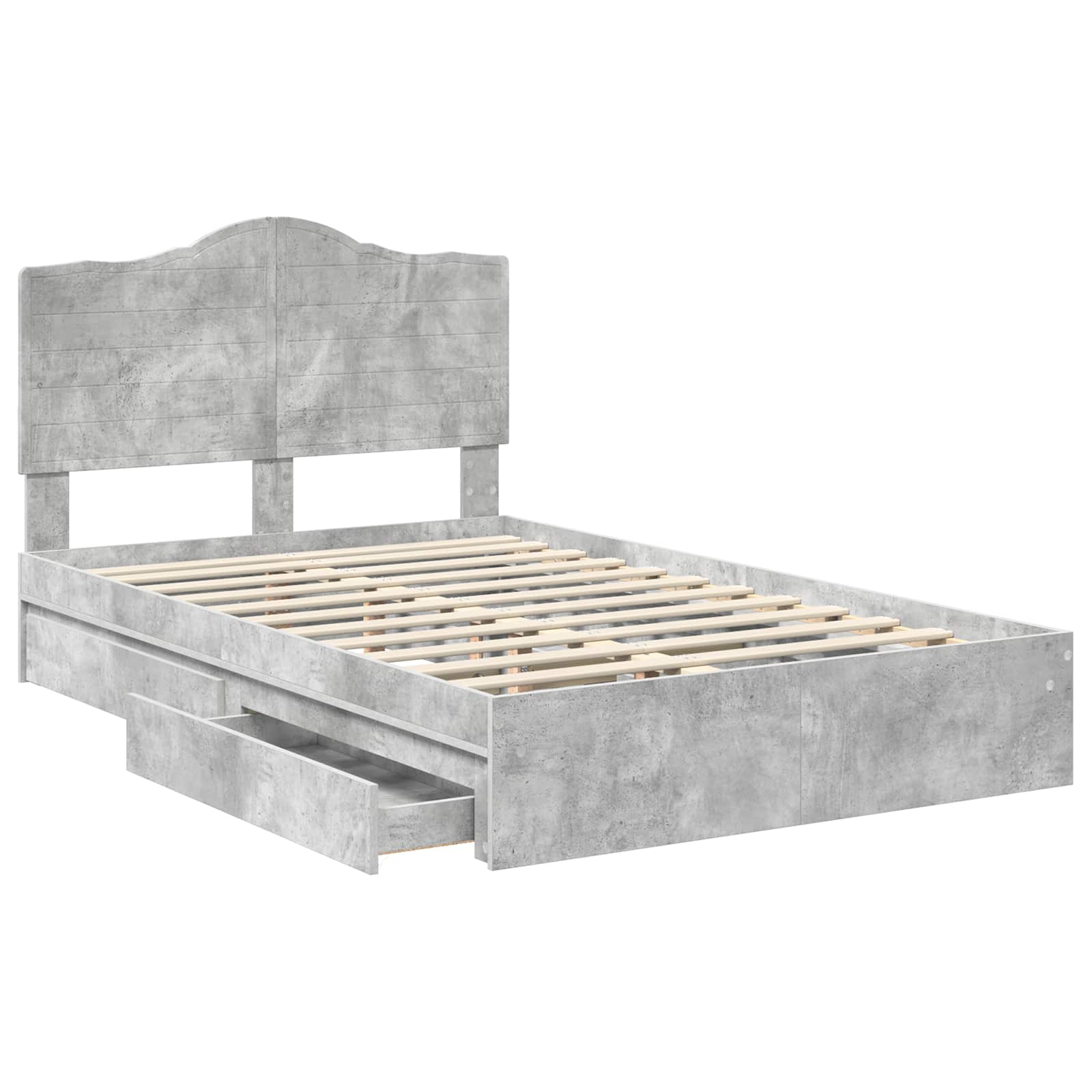 Opslag bed met hoofdeinde Beton Grijs 135 x 190 cm Bewerkt hout is nu te koop bij PeponiXL, paradijselijk wonen!