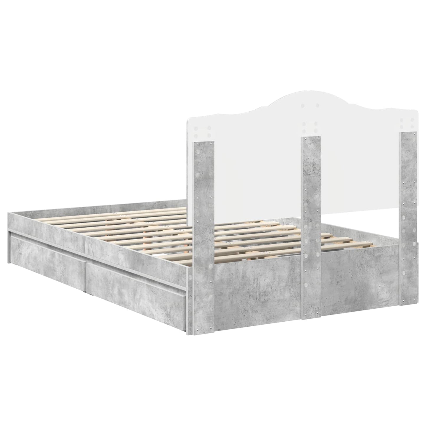 Opslag bed met hoofdeinde Beton Grijs 135 x 190 cm Bewerkt hout is nu te koop bij PeponiXL, paradijselijk wonen!