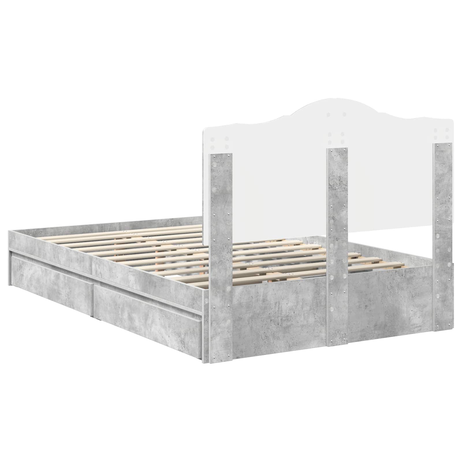 Opslag bed met hoofdeinde Beton Grijs 135 x 190 cm Bewerkt hout is nu te koop bij PeponiXL, paradijselijk wonen!
