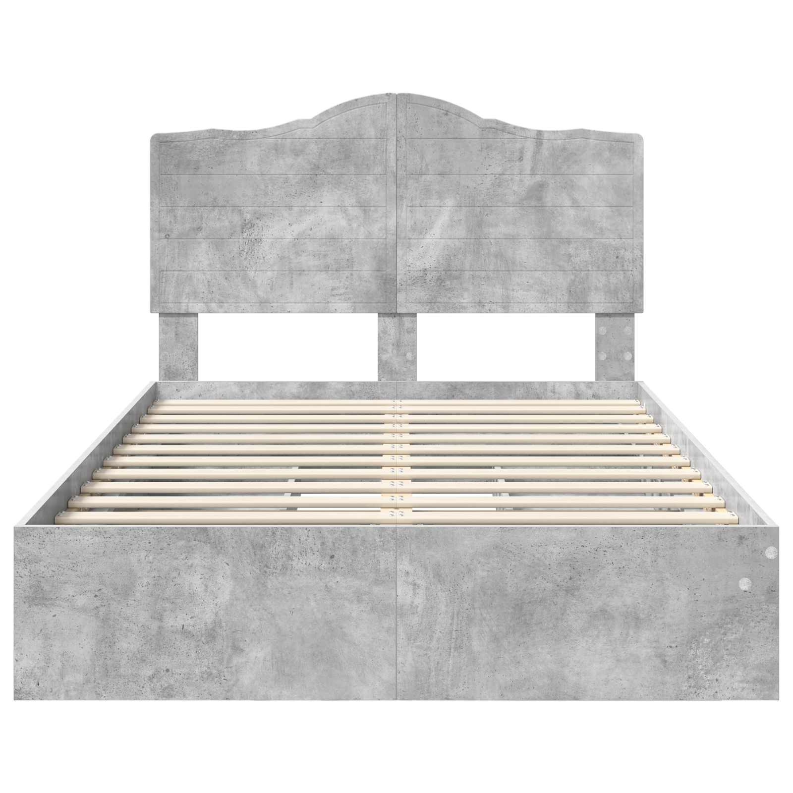 Opslag bed met hoofdeinde Beton Grijs 135 x 190 cm Bewerkt hout is nu te koop bij PeponiXL, paradijselijk wonen!