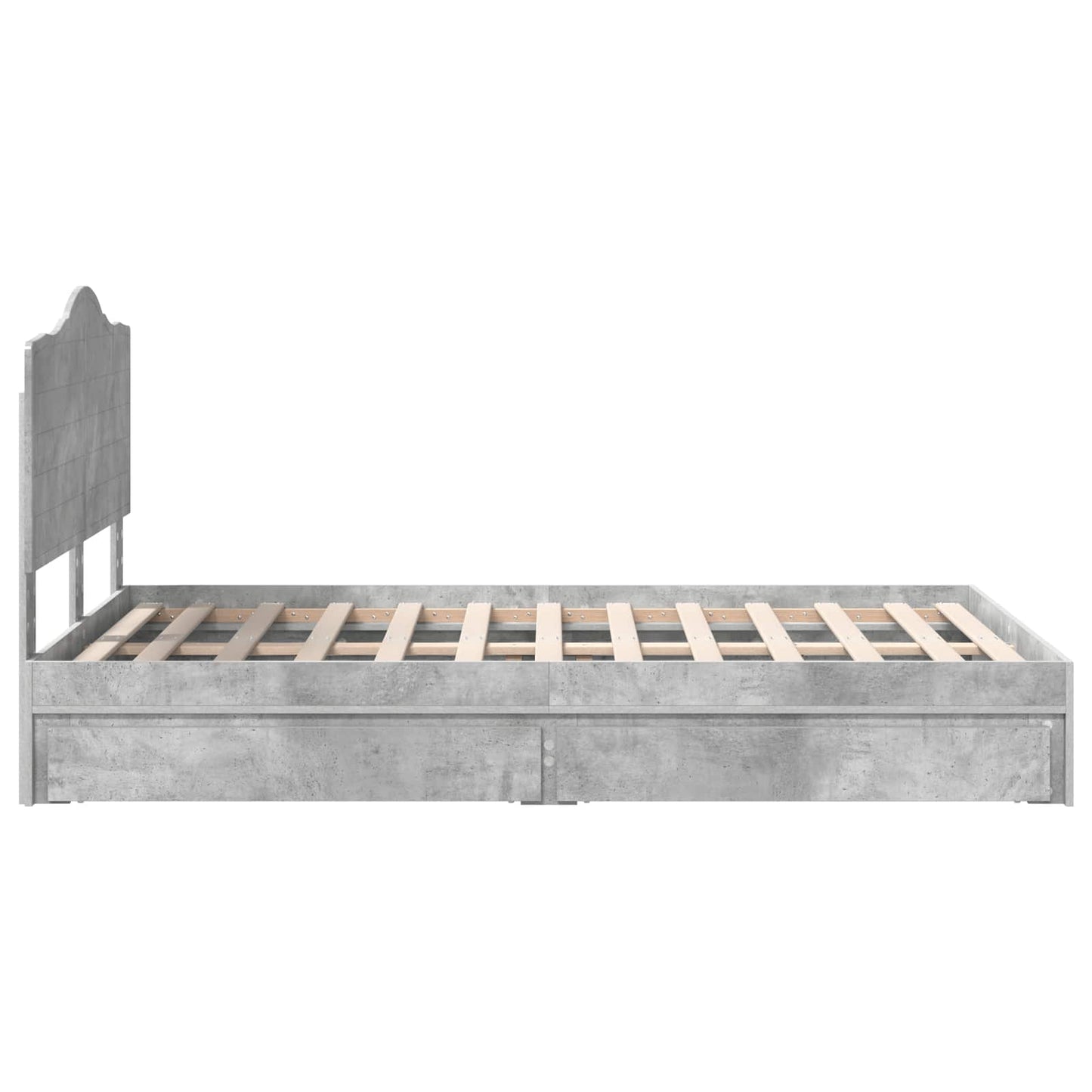 Opslag bed met hoofdeinde Beton Grijs 135 x 190 cm Bewerkt hout is nu te koop bij PeponiXL, paradijselijk wonen!