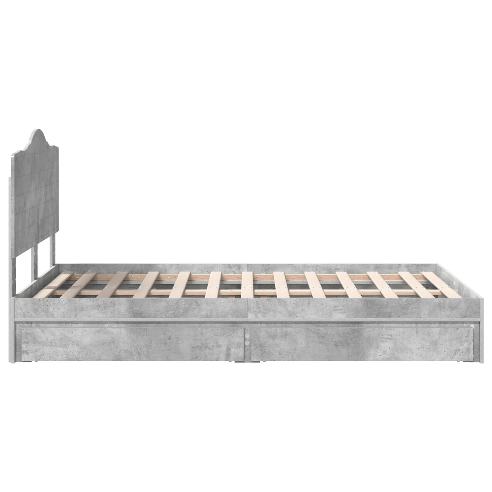 Opslag bed met hoofdeinde Beton Grijs 135 x 190 cm Bewerkt hout is nu te koop bij PeponiXL, paradijselijk wonen!