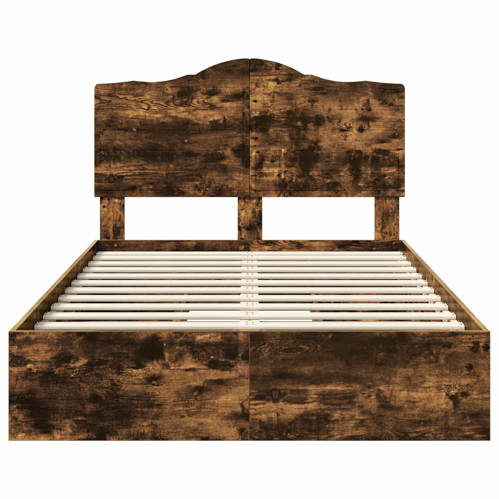 Opslag bed met lade Gerookt eiken 135 x 190 cm Bewerkt hout is nu te koop bij PeponiXL, paradijselijk wonen!