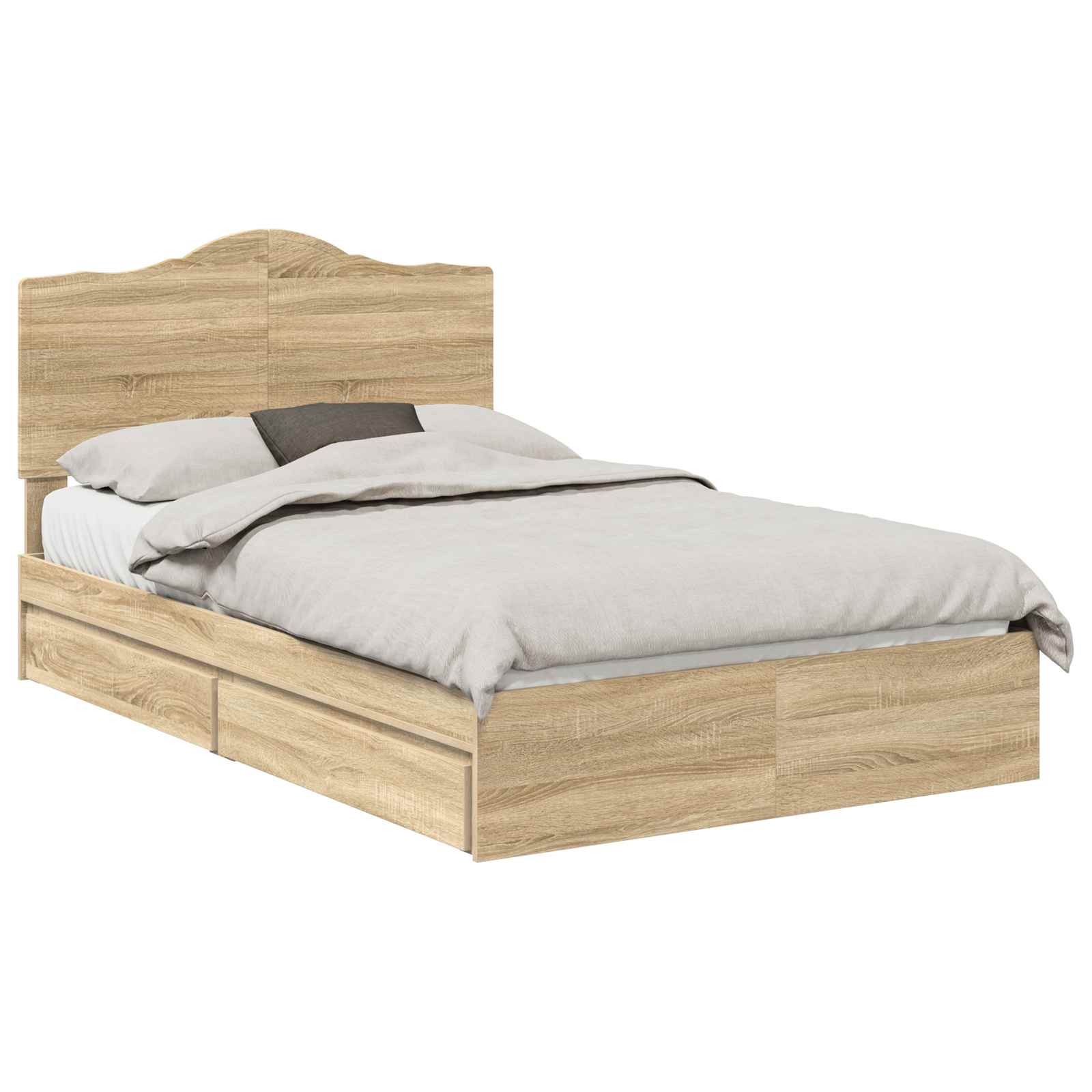 Opslag bed met lade Sonoma Eiken 120 x 200 cm Bewerkt hout is nu te koop bij PeponiXL, paradijselijk wonen!