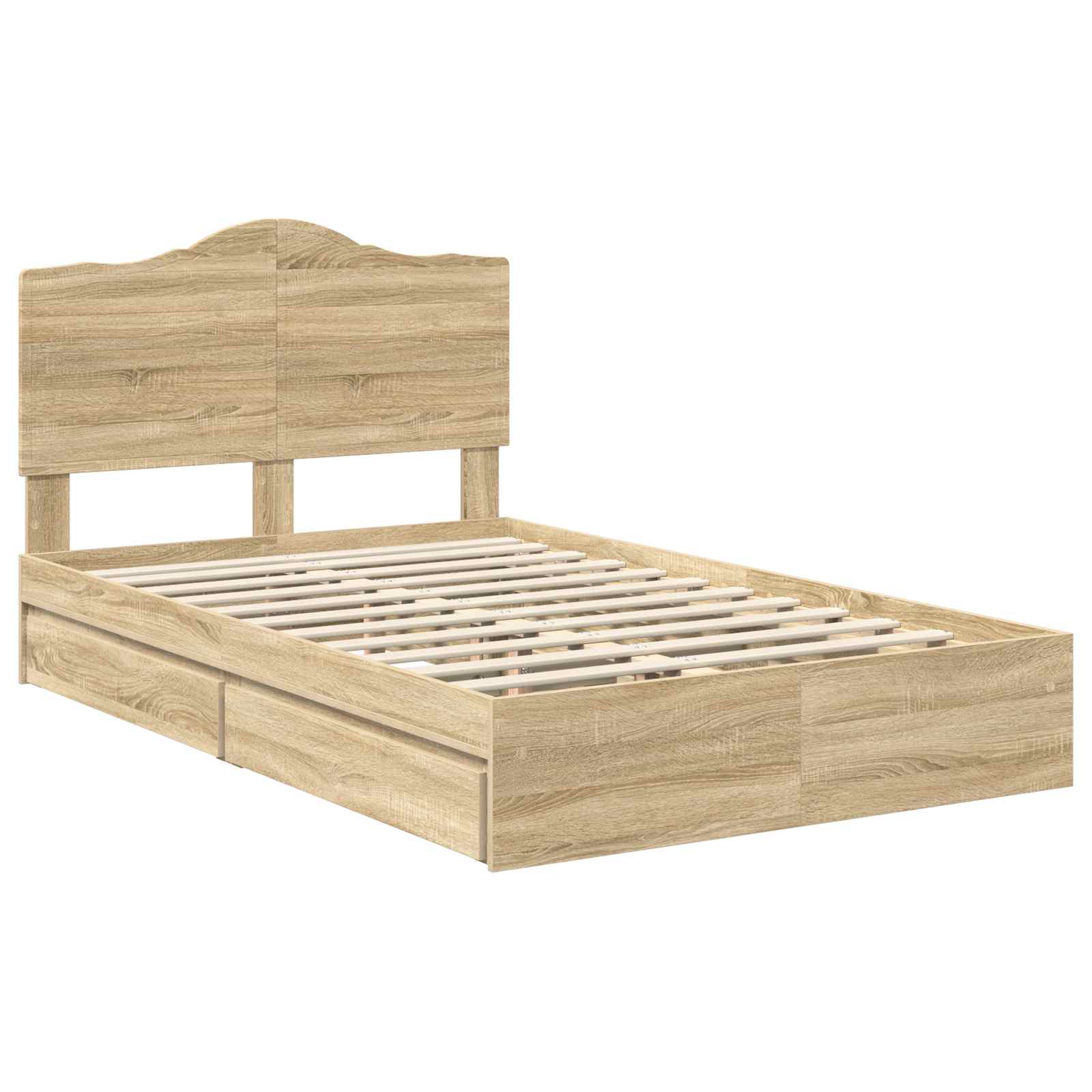 Opslag bed met lade Sonoma Eiken 120 x 200 cm Bewerkt hout is nu te koop bij PeponiXL, paradijselijk wonen!