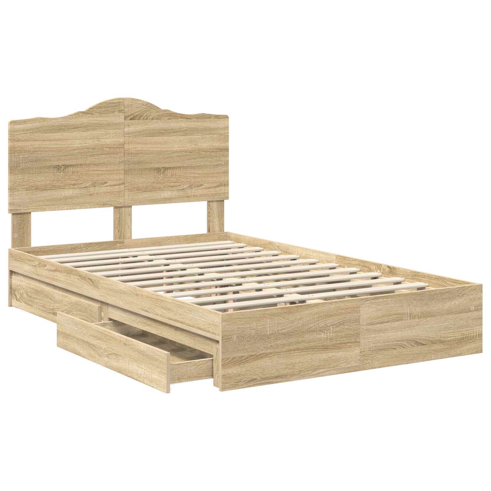 Opslag bed met lade Sonoma Eiken 120 x 200 cm Bewerkt hout is nu te koop bij PeponiXL, paradijselijk wonen!