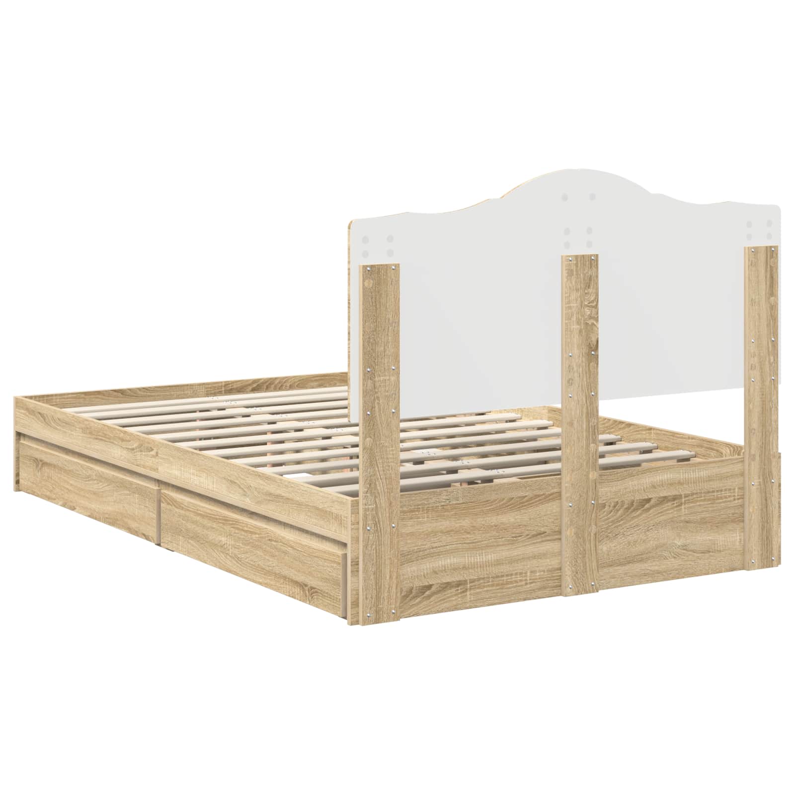 Opslag bed met lade Sonoma Eiken 120 x 200 cm Bewerkt hout is nu te koop bij PeponiXL, paradijselijk wonen!
