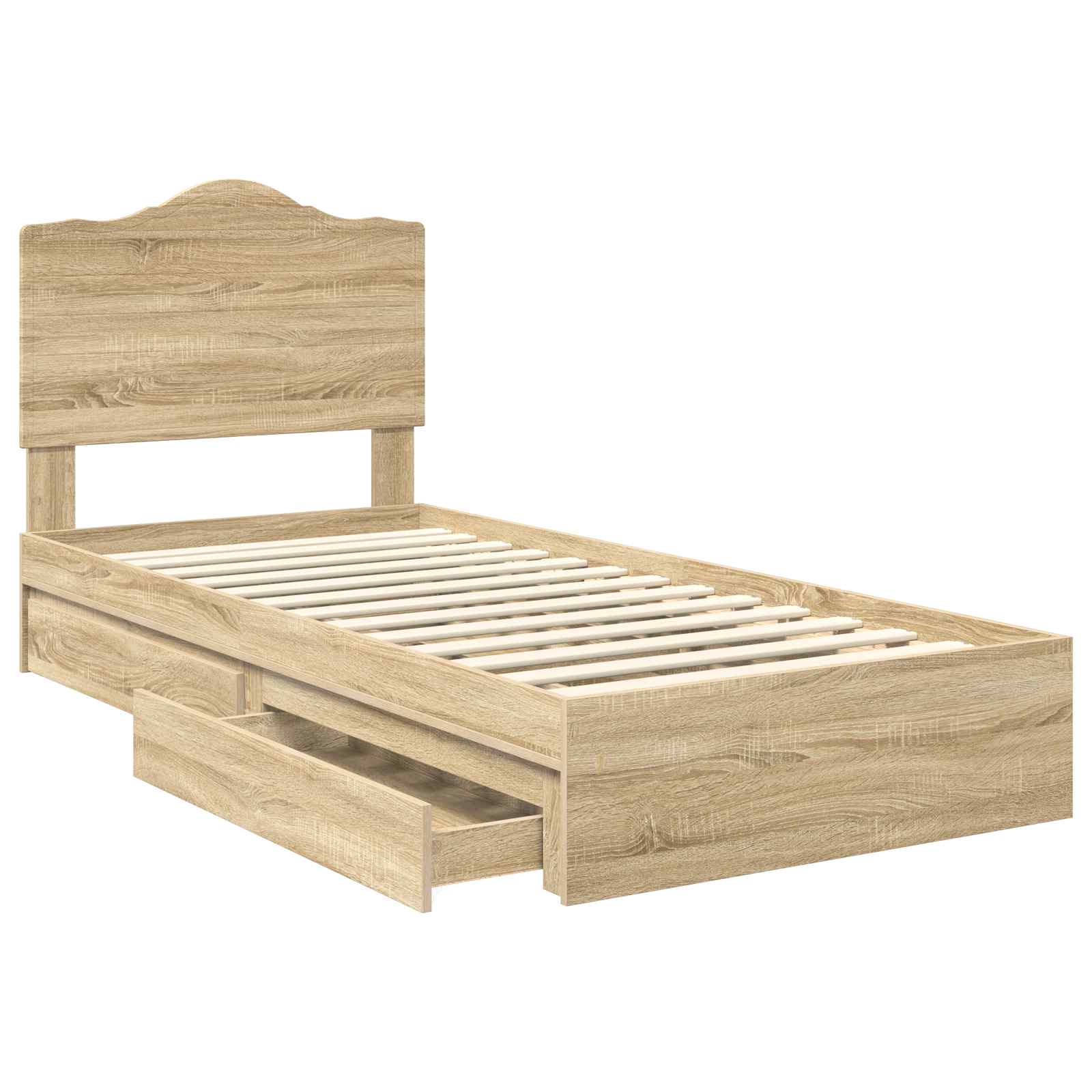 Opslag bed met lade Sonoma Eiken 100 x 200 cm Bewerkt hout is nu te koop bij PeponiXL, paradijselijk wonen!