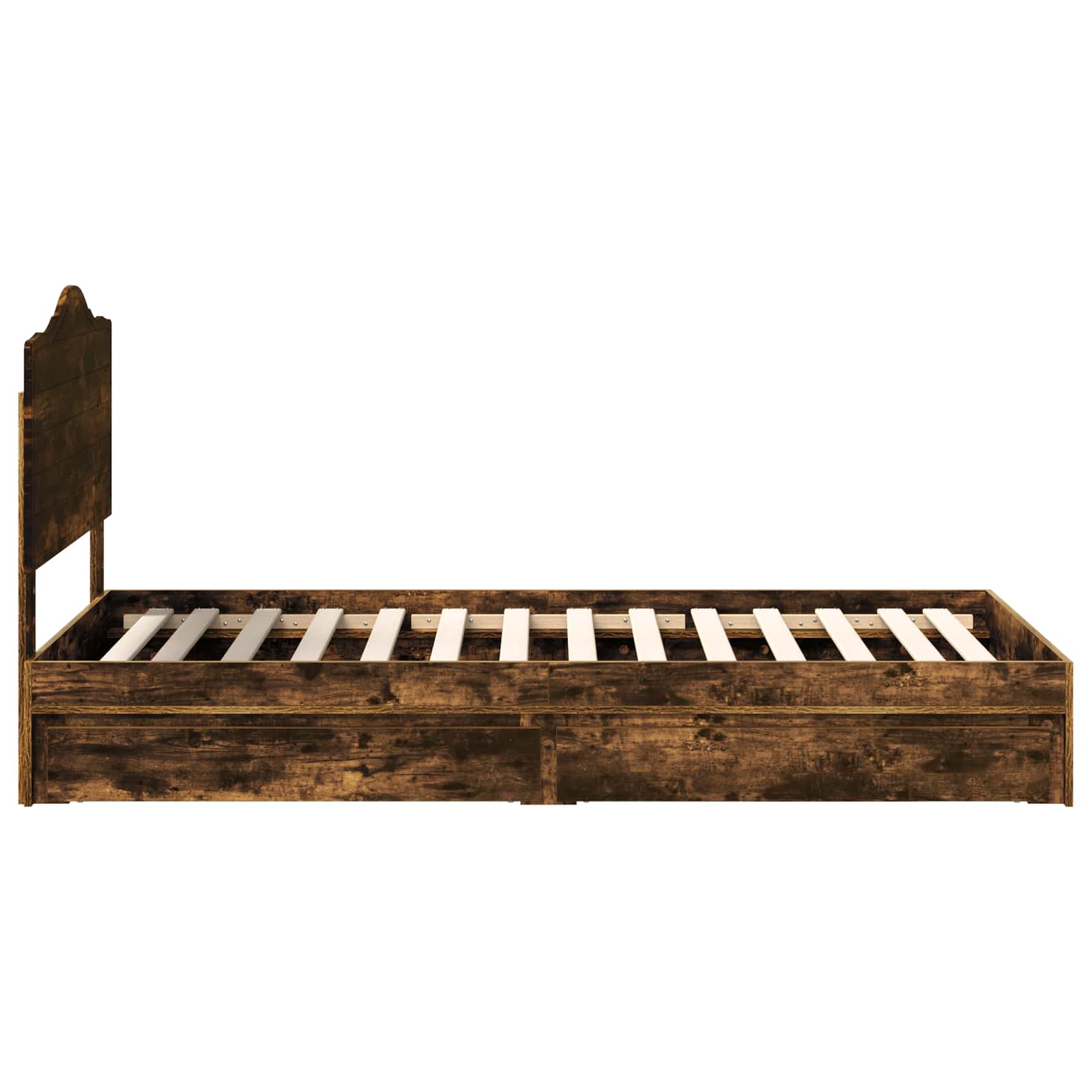 Opslag bed met lade Gerookt eiken 100 x 200 cm Bewerkt hout is nu te koop bij PeponiXL, paradijselijk wonen!