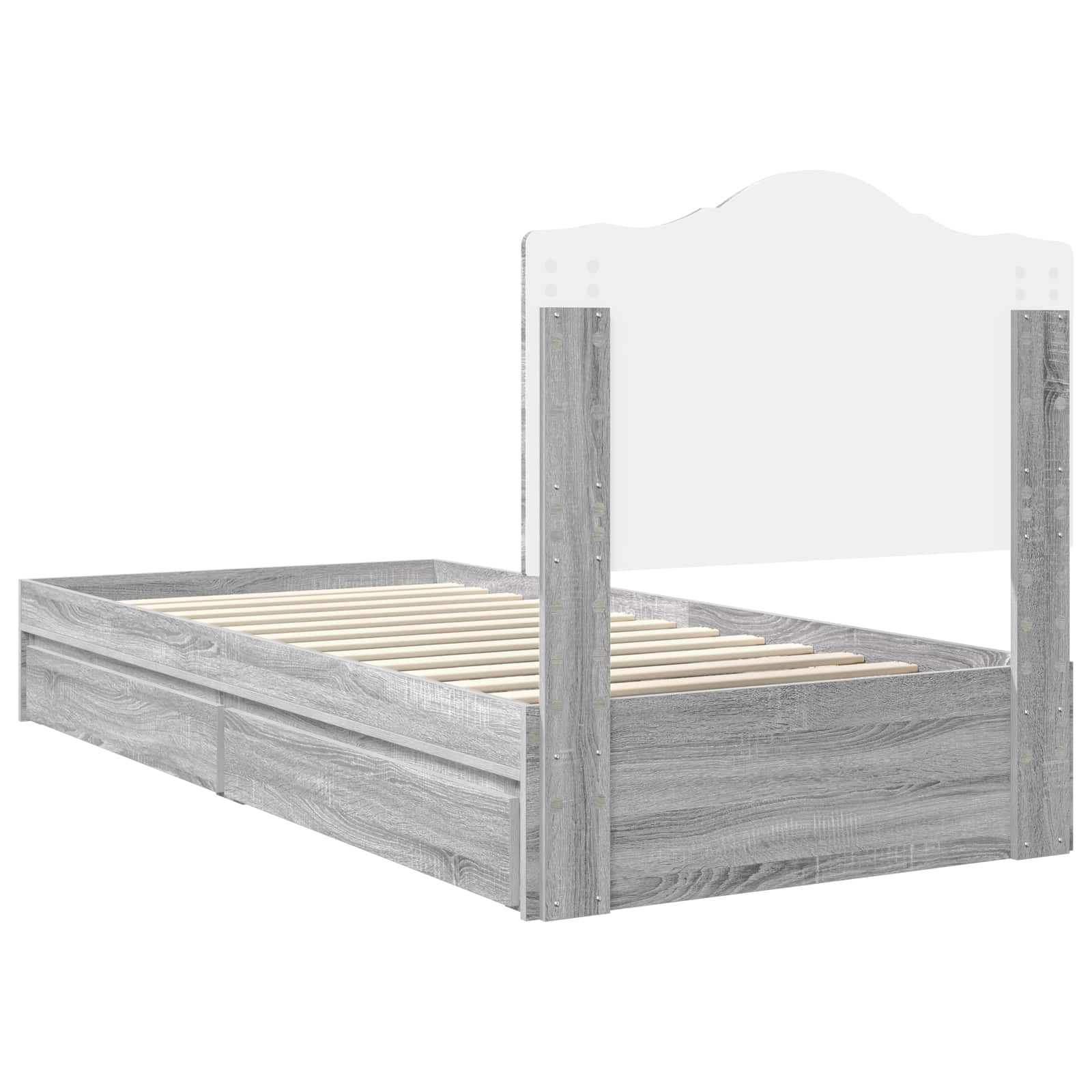 Opslag bed met lade Grijs Sonoma 100 x 200 cm Bewerkt hout is nu te koop bij PeponiXL, paradijselijk wonen!
