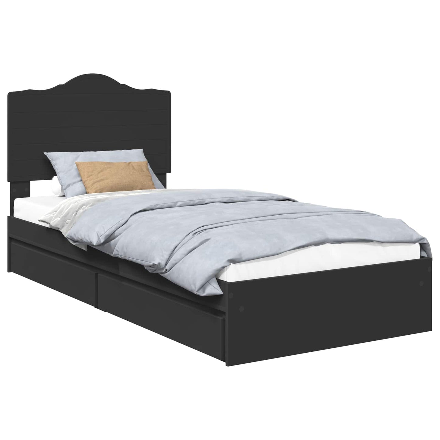 Opslag bed met hoofdeinde Zwart 90 x 190 cm Bewerkt hout is nu te koop bij PeponiXL, paradijselijk wonen!