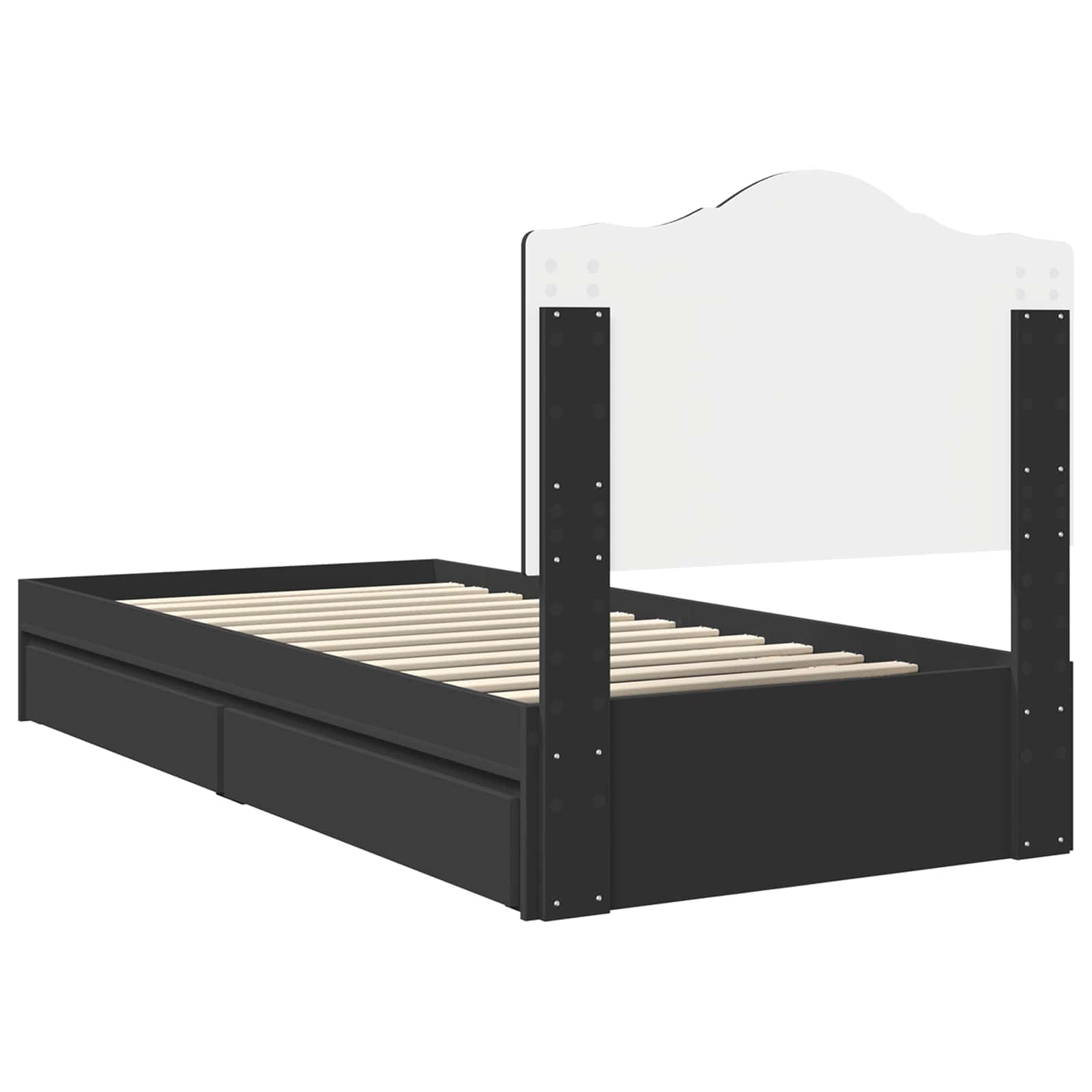 Opslag bed met hoofdeinde Zwart 90 x 190 cm Bewerkt hout is nu te koop bij PeponiXL, paradijselijk wonen!