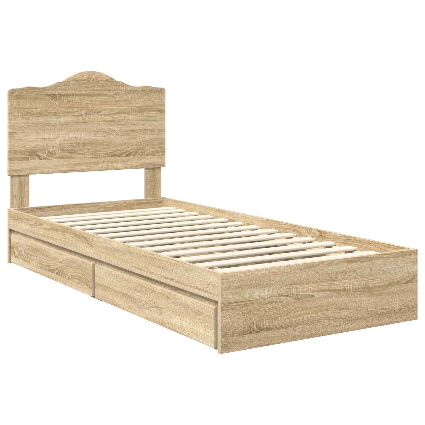 Opslag bed met hoofdeinde Sonoma Eiken 90 x 190 cm Bewerkt hout is nu te koop bij PeponiXL, paradijselijk wonen!
