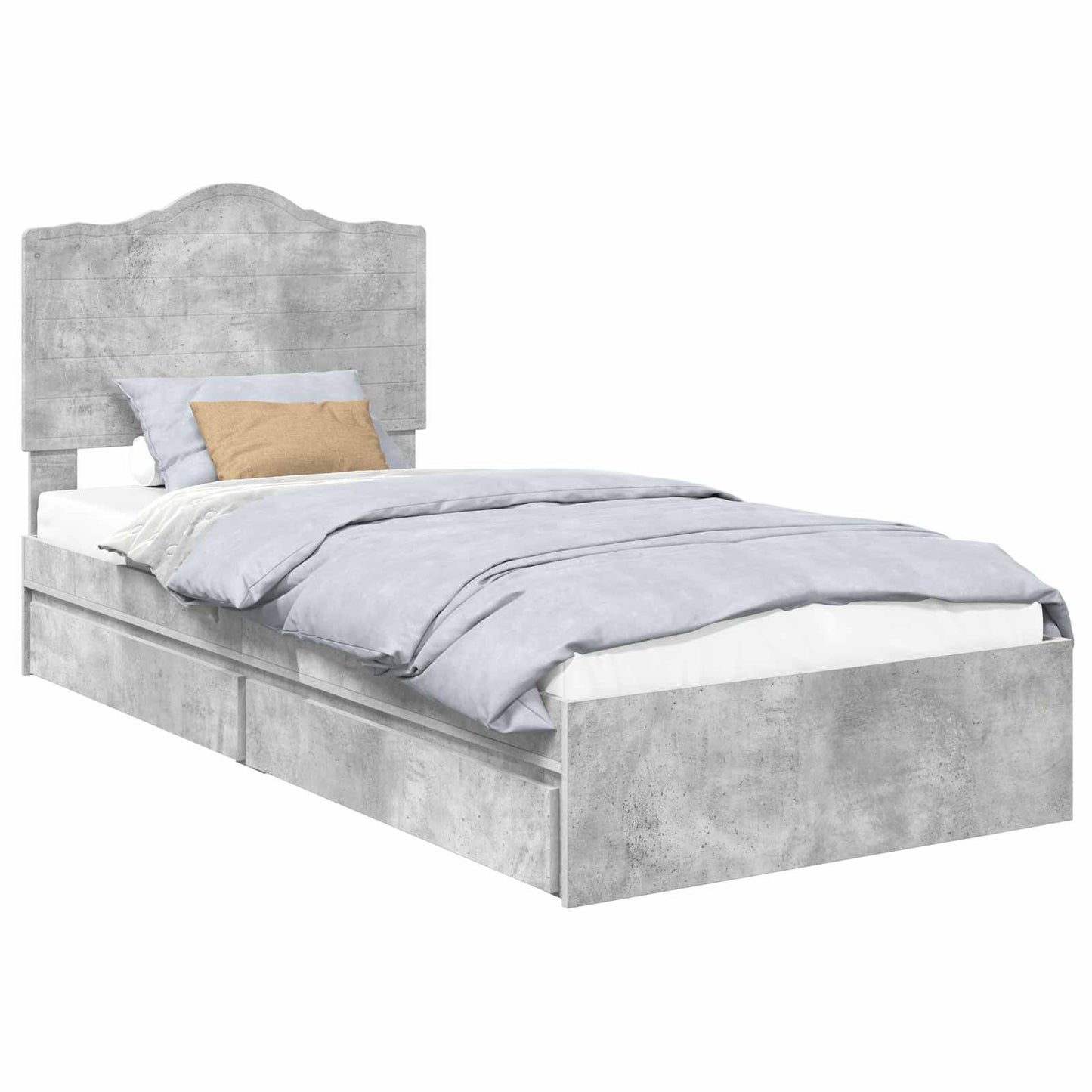Opslag bed met hoofdeinde Beton Grijs 90 x 190 cm Bewerkt hout is nu te koop bij PeponiXL, paradijselijk wonen!